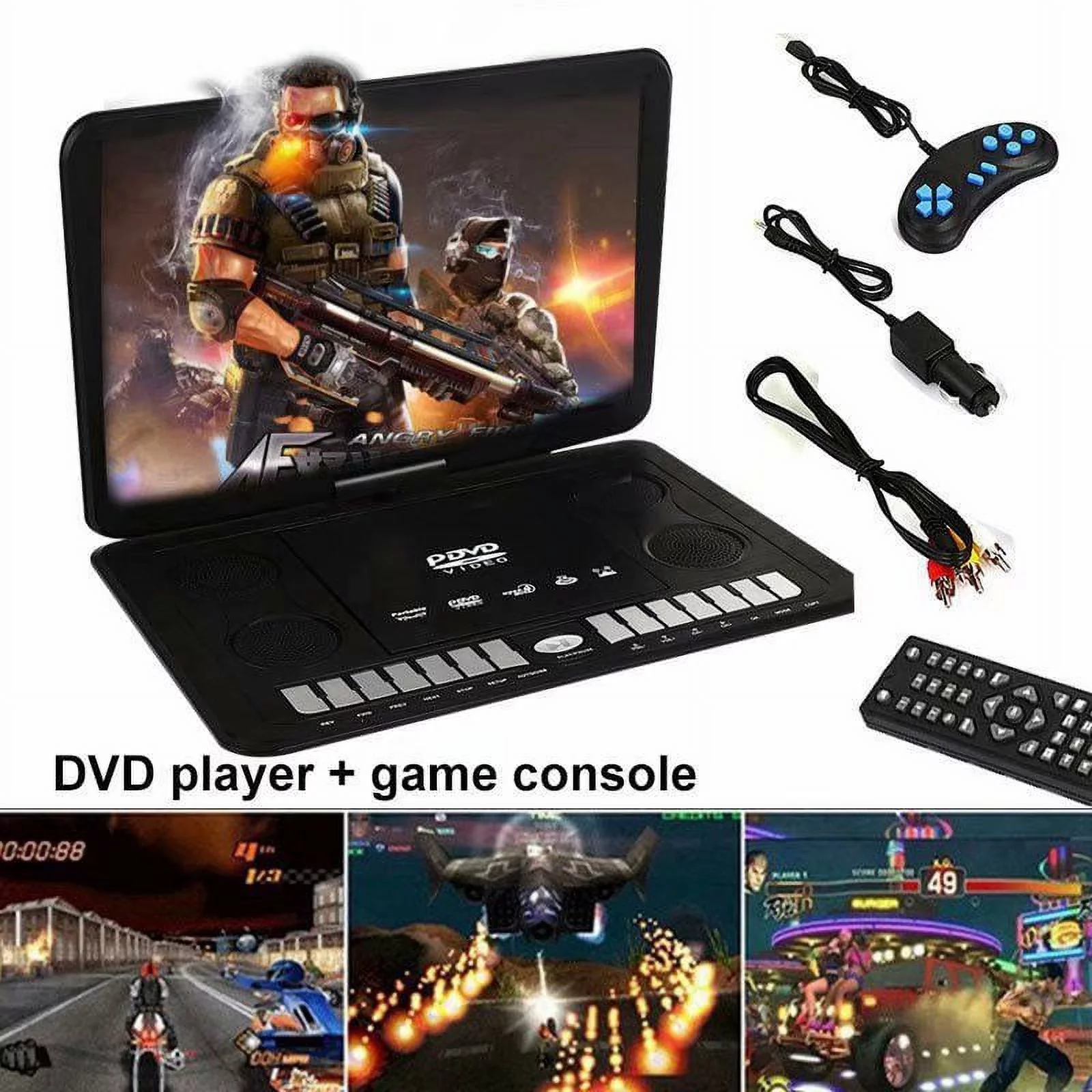 VicTsing 13.9 Inches Portable Mobile DVD HD Player 270 Swivel Screen with Game FM TV Function Black