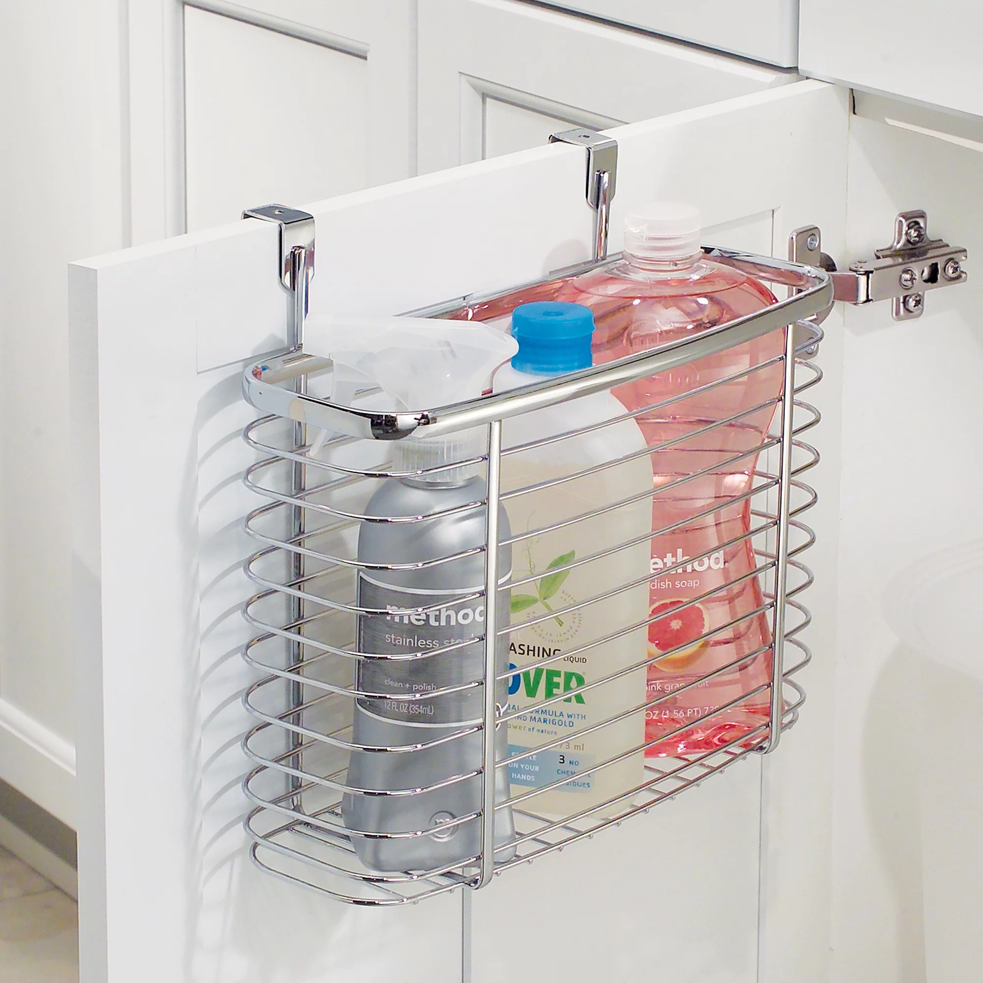 iDesign Axis Medium Kitchen Storage Organizer Over-the-Cabinet Basket, 5 x 11 x 9.75 inches, Chrome