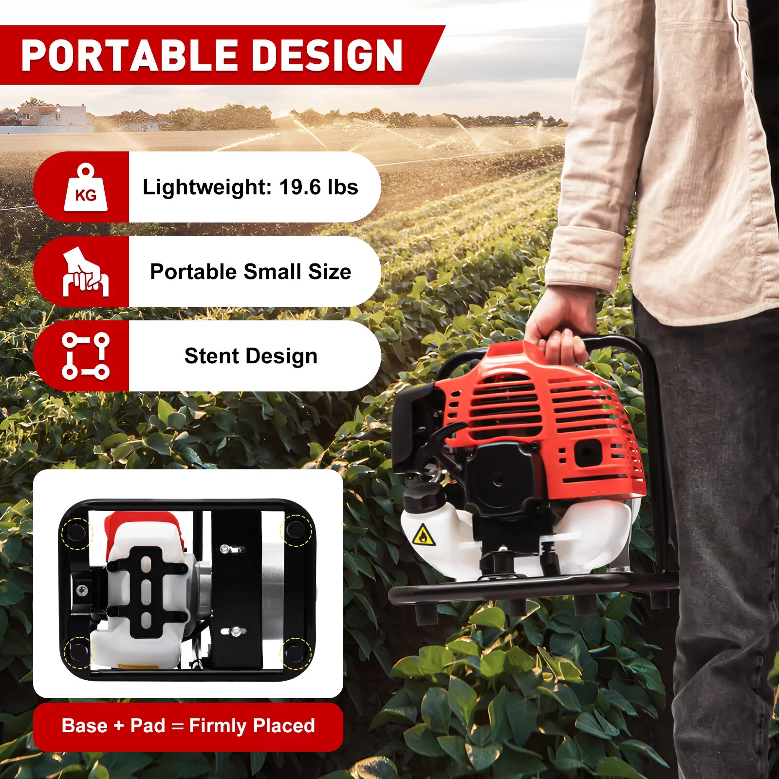 Loyalheartdy 1.7HP 2 Strok Gasoline Water Pump  40.2CC Gas-Powered Water Transfer High Pressure Pump Irrigation Garden Max 282.5ft³/h