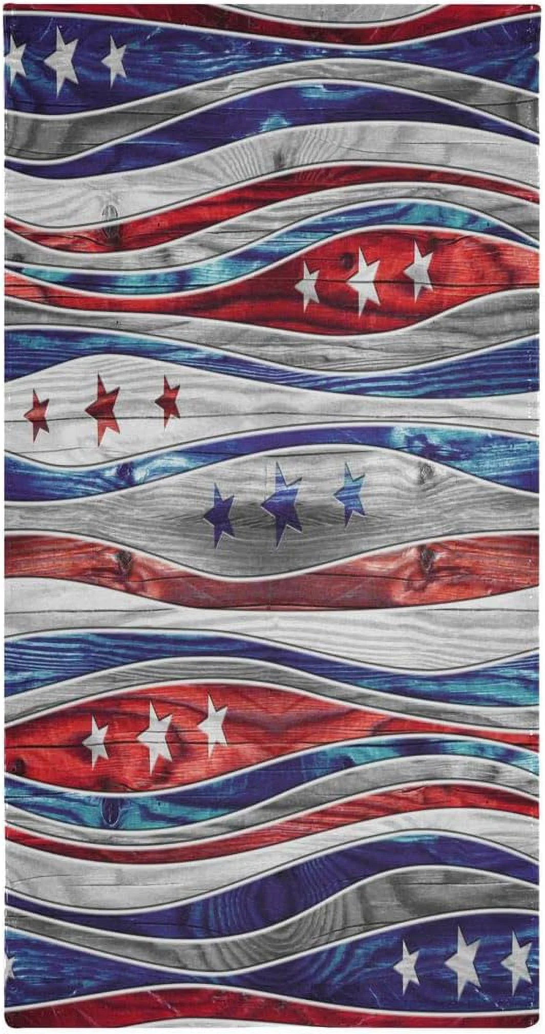 Dreamtimes American USA Flag Towels, 2 PCS, 4th of July Rustic Stripe Star Hand Face Tea Towels, Country Patriotic Washcloth for Bathroom Gym Guest Independence Day Decor