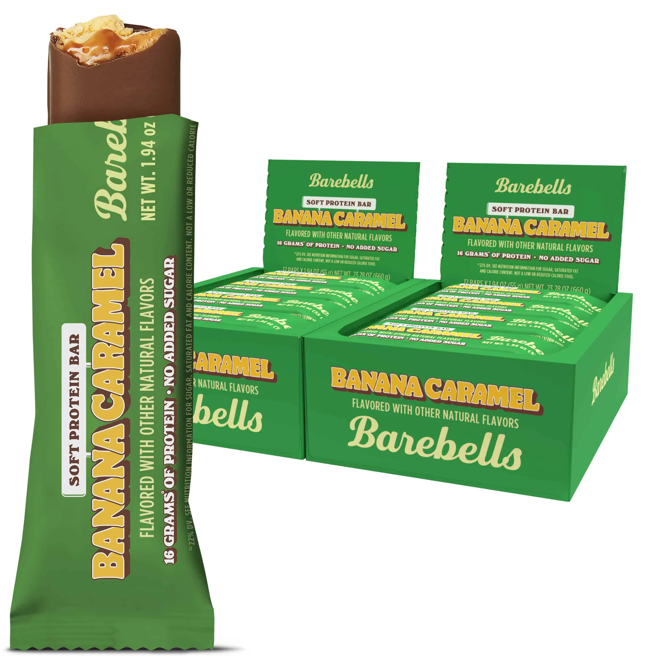 Barebells Soft Protein Bars with 16g High Protein, 1.9oz Bars, Banana Caramel - 24 Count