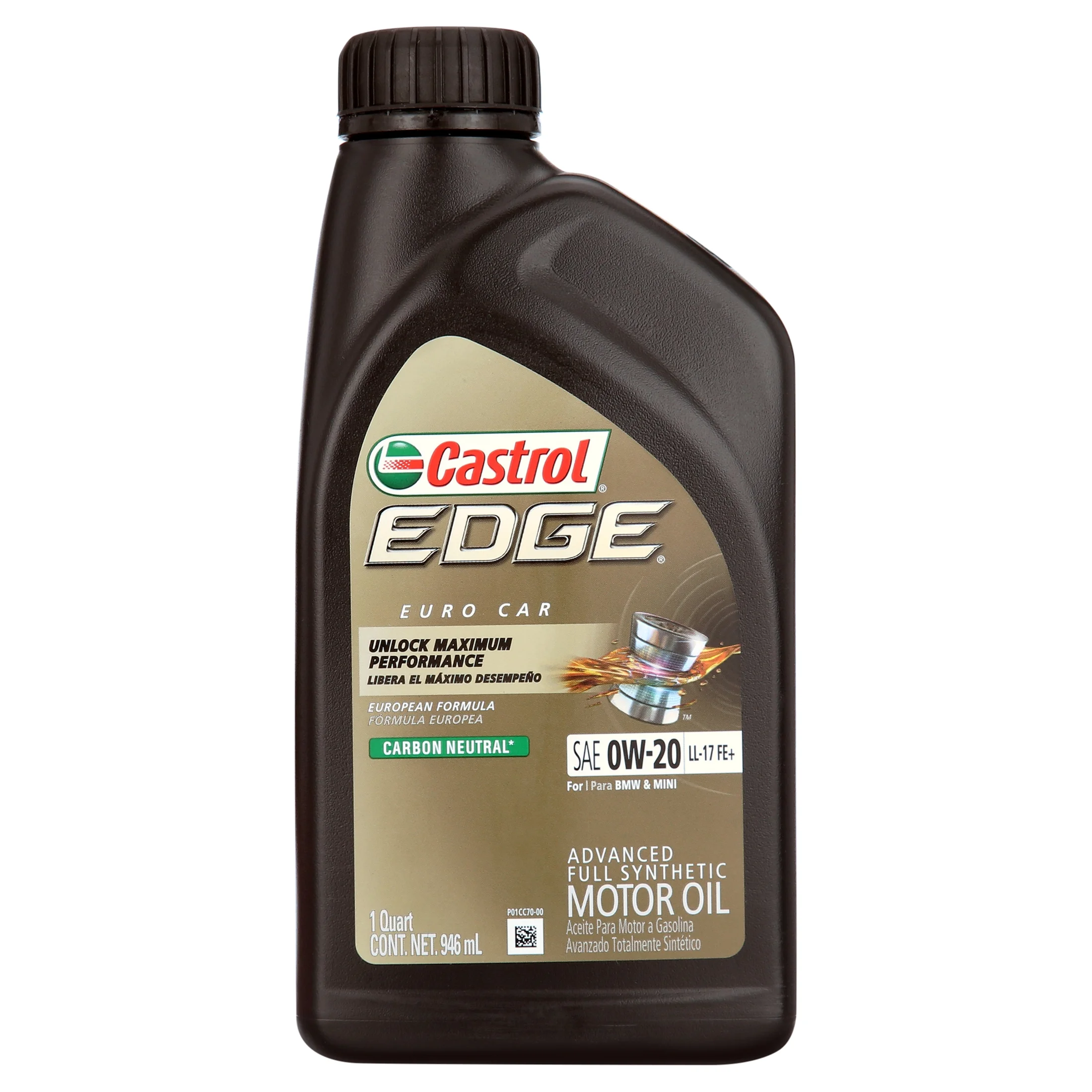 Castrol Edge 0W-20 LL-17 FE+ Advanced Full Synthetic Motor Oil, 1 Quart, Case of 6
