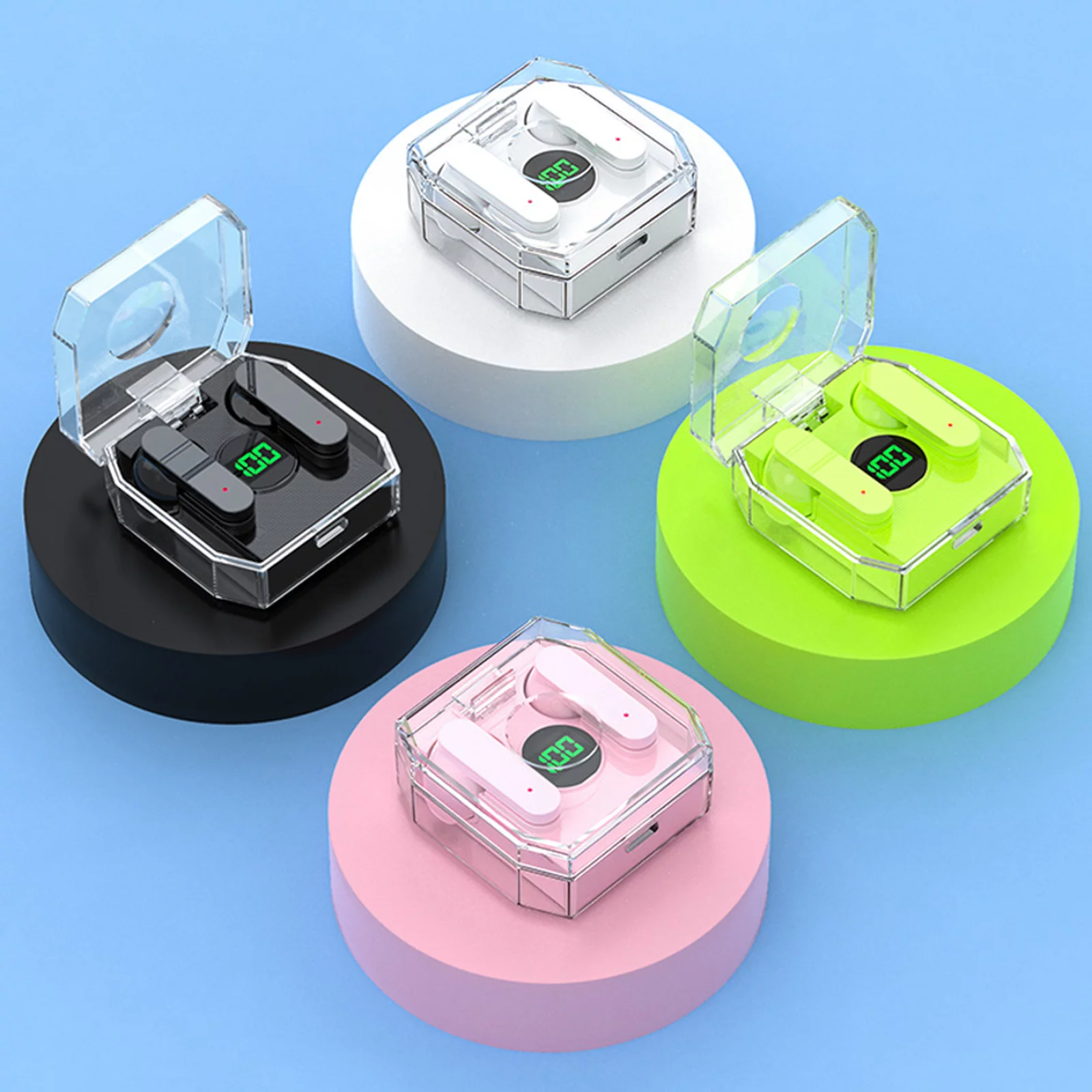 YHAIOGS Bluetooth Earpiece for Cell Phone Bluetooth 5.3 Headphones Dual Microphone Wireless Earbuds Long Battery Life LED Display Deep Bass Noise Cancelling Headphones Compatible with