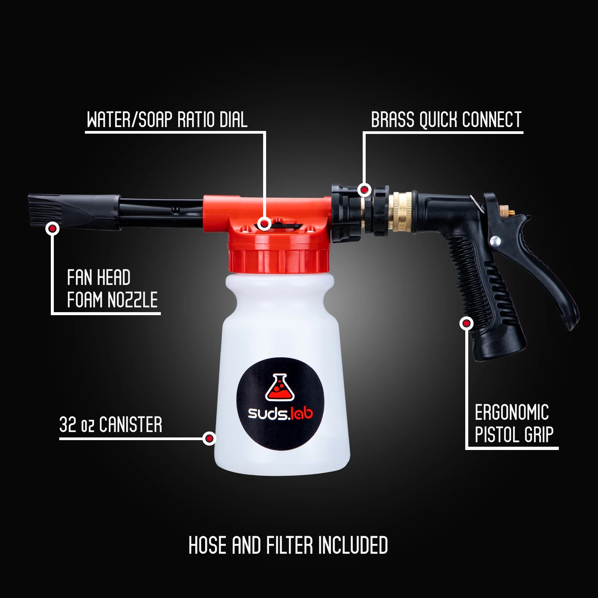 Suds Lab F3 Professional Foam Gun - Ultimate Cleaning Solution for Home and Car