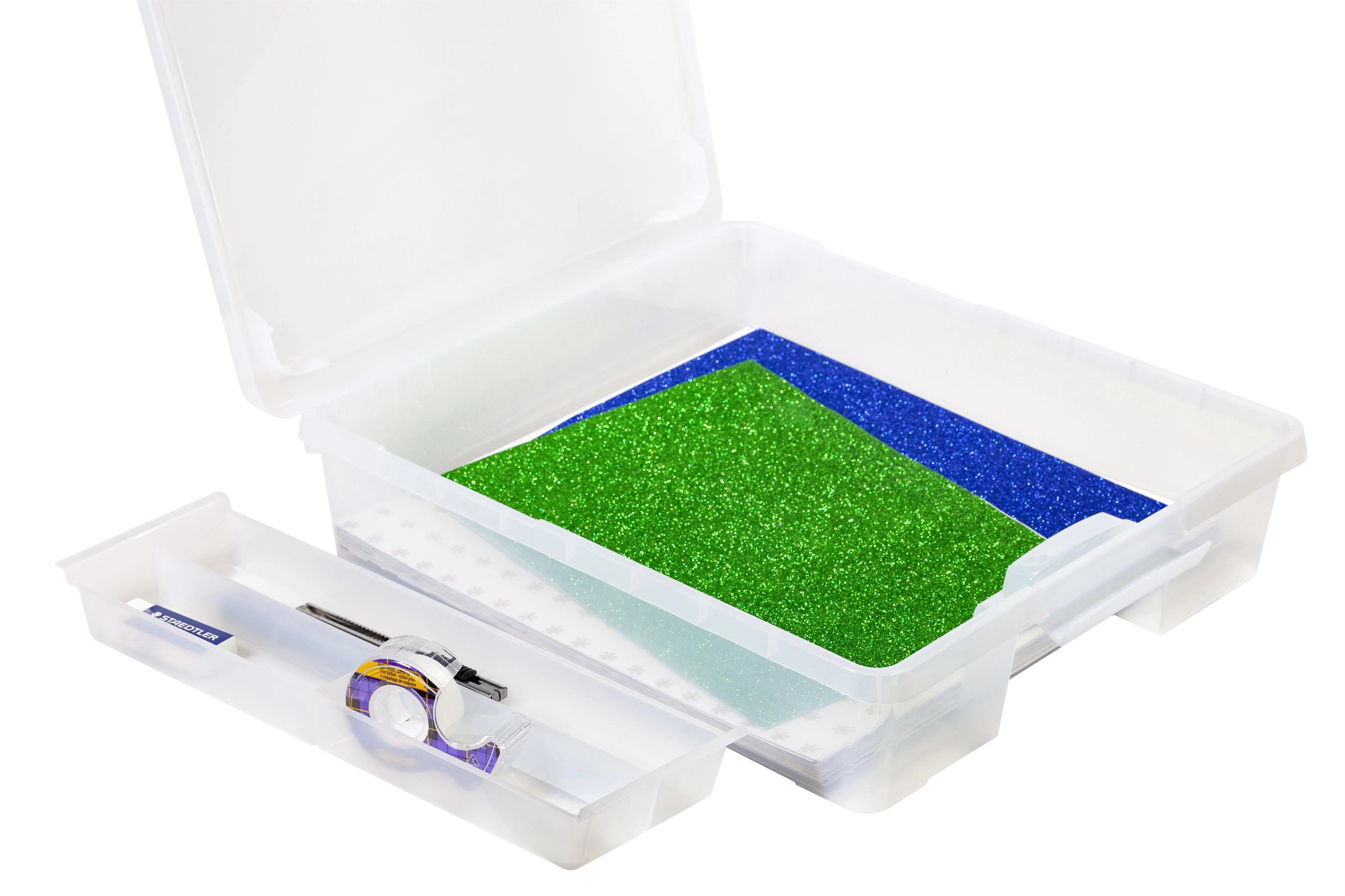 Pen+Gear Plastic File and Document Case with Supply Tray, Tint Clear, 5-Pack