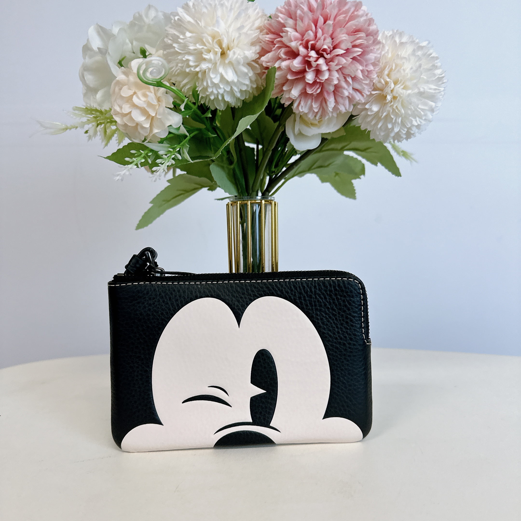 Coach CN041 Disney X Coach Corner Zip Wristlet With Wink Mickey Mouse IN Black Multi