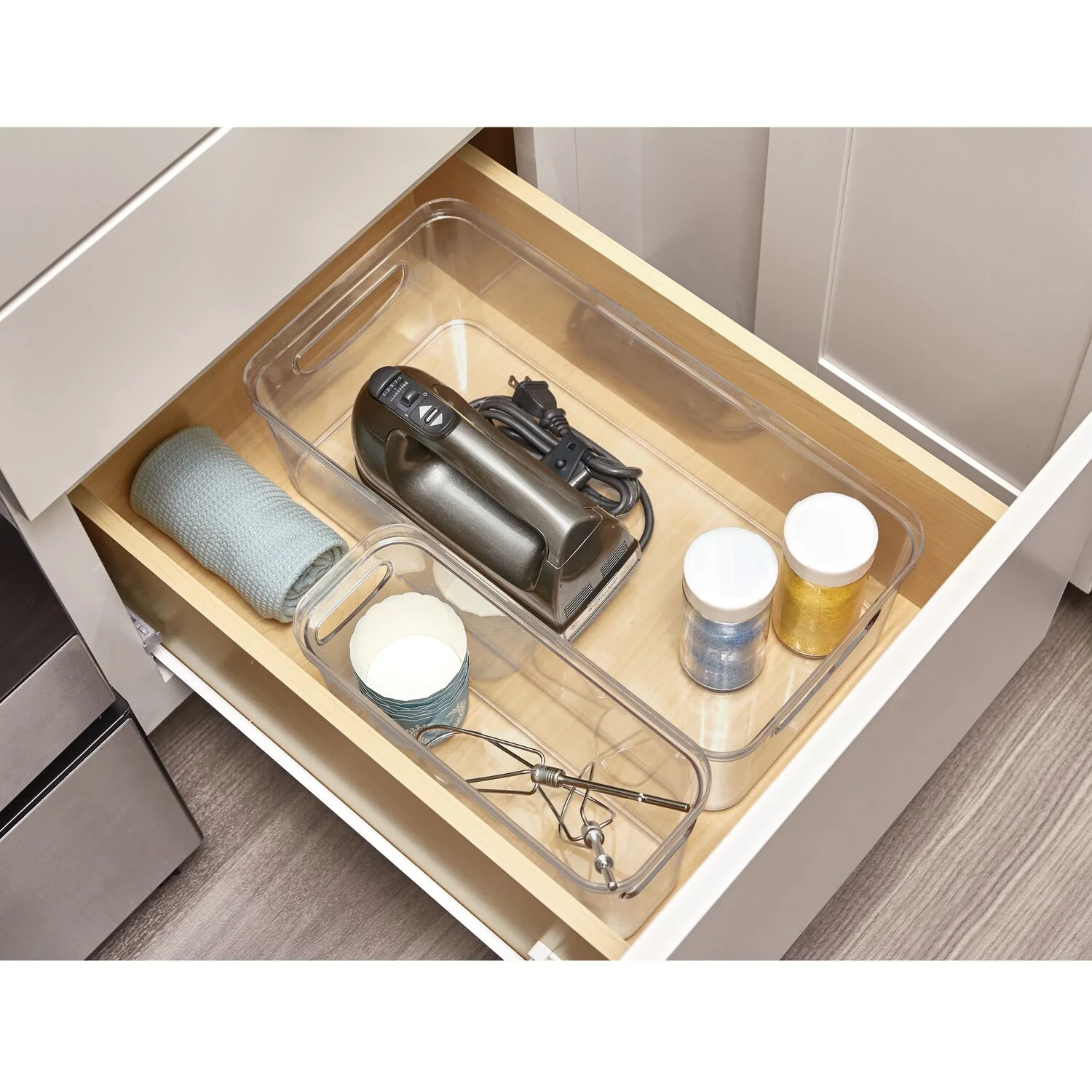 iDesign Clear Plastic Kitchen Storage Organizer Bin with Handles , 16