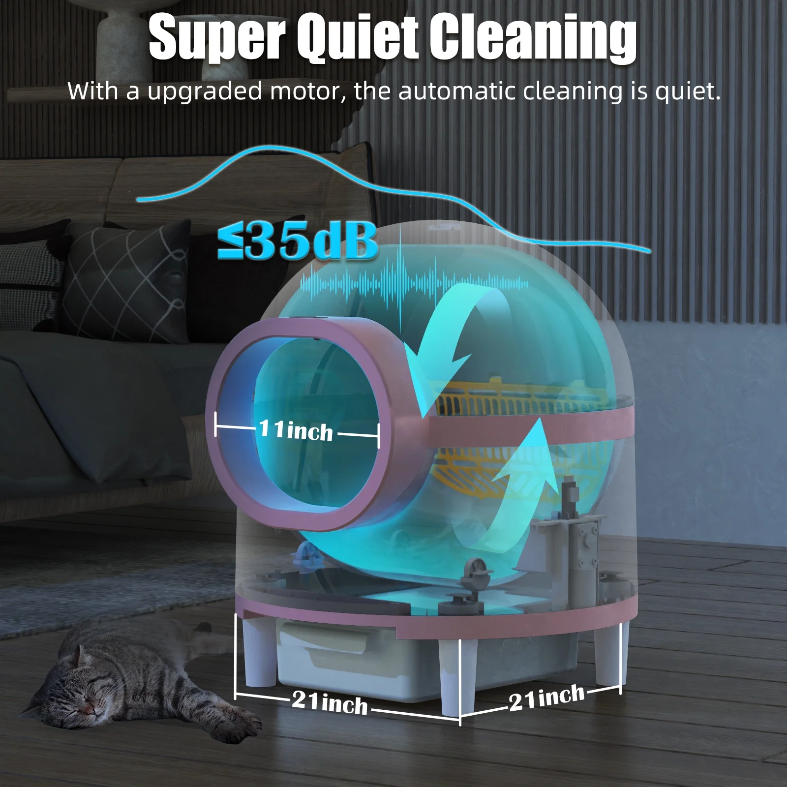 CATLK Self Cleaning Litter Box,Intelligent App Control Monitoring in real-time,60L Large Space+8L Waste Drawer,Suitable for 2.2-26.5lbs Cat