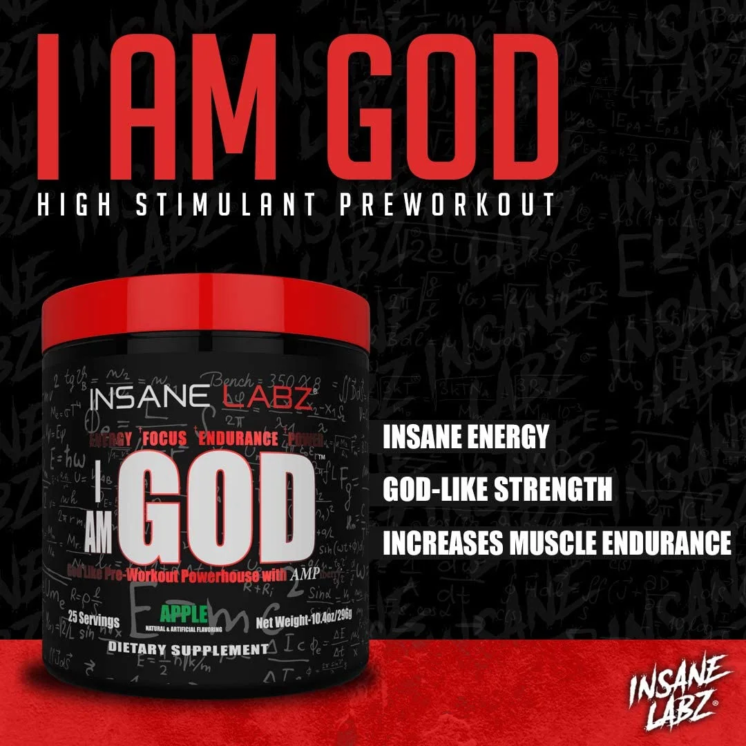 Insane Labz I am God Pre Workout Powder, Drink Ye All of It, 25 Servings