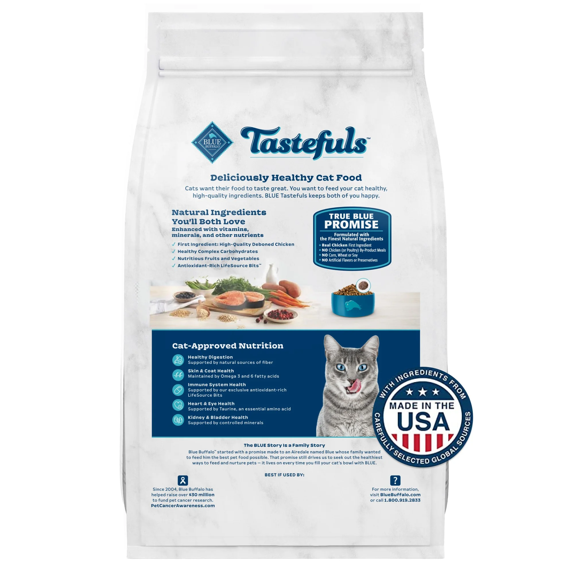 Blue Buffalo Tastefuls Adult Dry Cat Food for Indoor Cats, Salmon Recipe, 7-lb. Bag