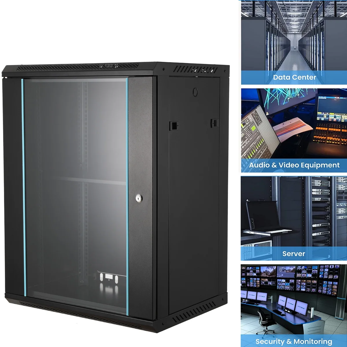 TABODD 15U 24 inch Deep Wall Mount IT Network Server Rack Data Cabinet Rack Enclosure