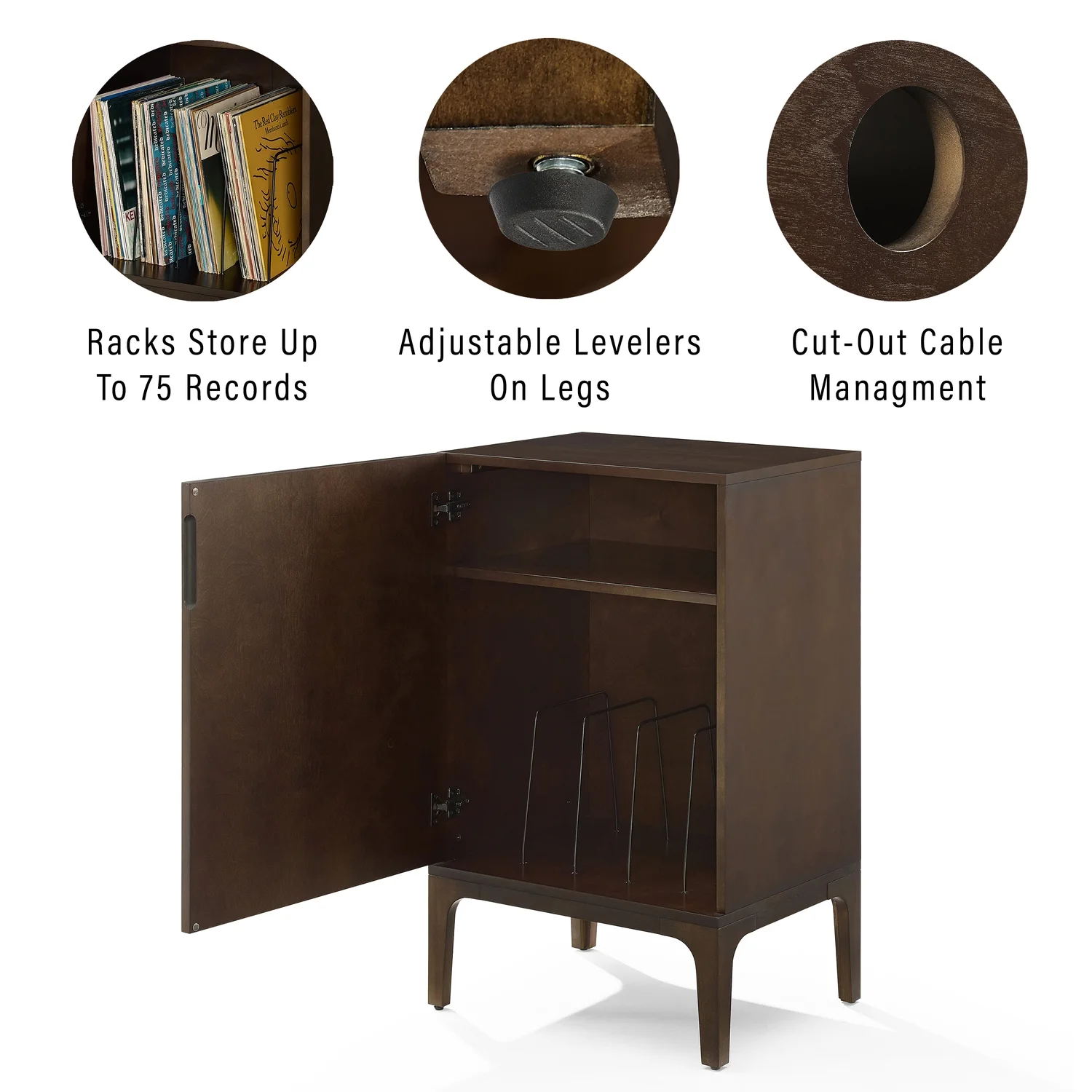 HomeStock Rococo Romance Record Storage Stand Dark Brown