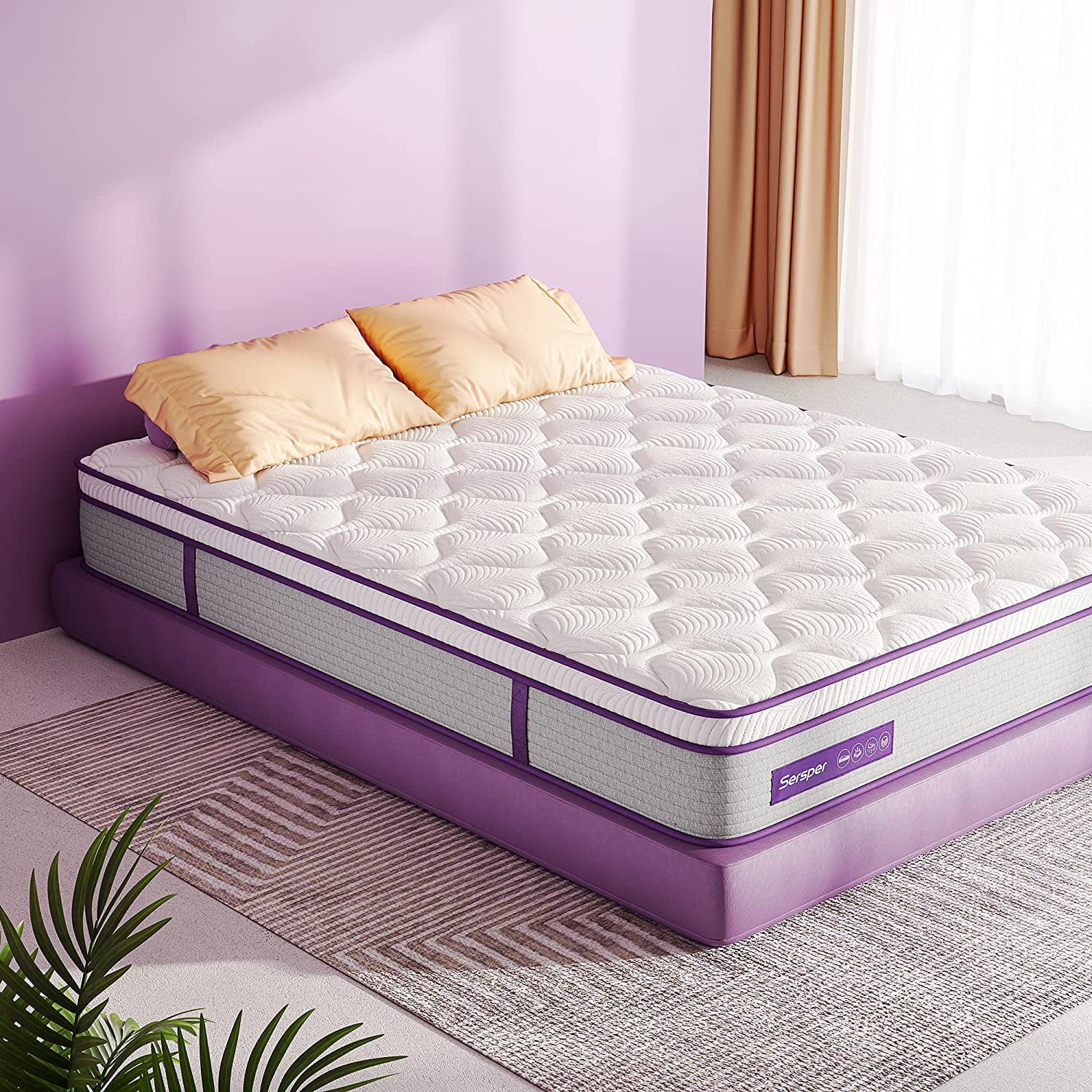 Twin Mattress 12 Inch, Sersper Euro Top Memory Foam Hybrid Mattress, Relieves Pain & Pressure Points, No-Risk 100-Night Trial