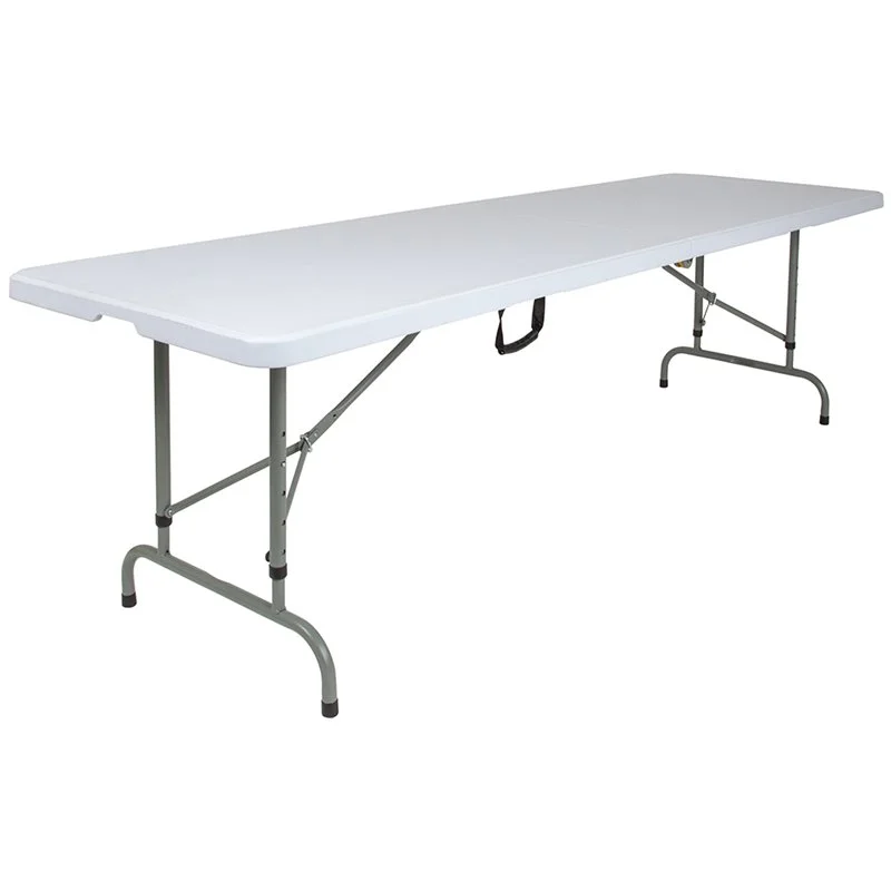 Flash Furniture 8-Foot Height Adjustable Bi-Fold Granite White Plastic Banquet and Event Folding Table with Carrying Handle