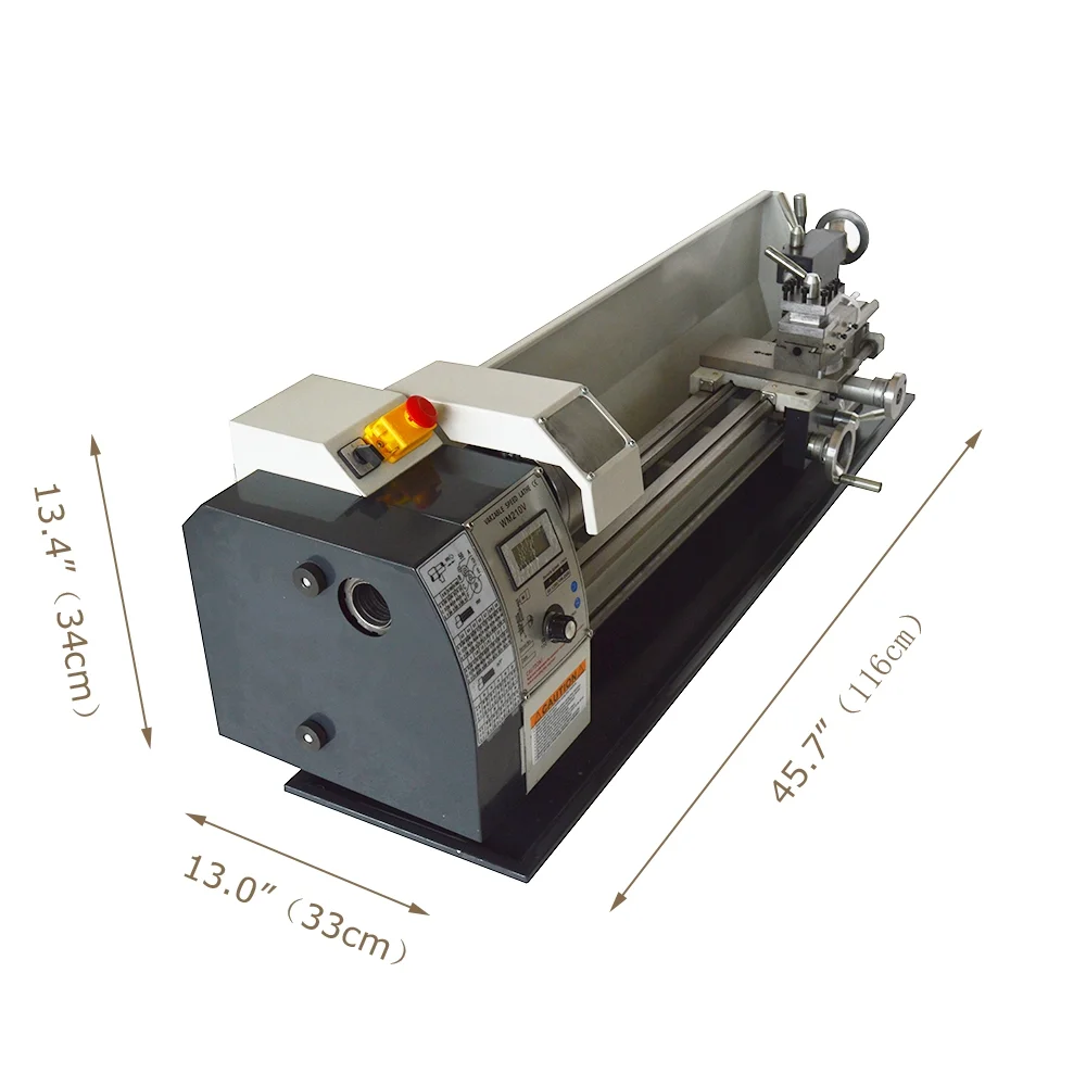 Mini Metal Bench Lathe Variable Speed Precision Inch Instrument Machine Threaded Version WM210V 900W 8