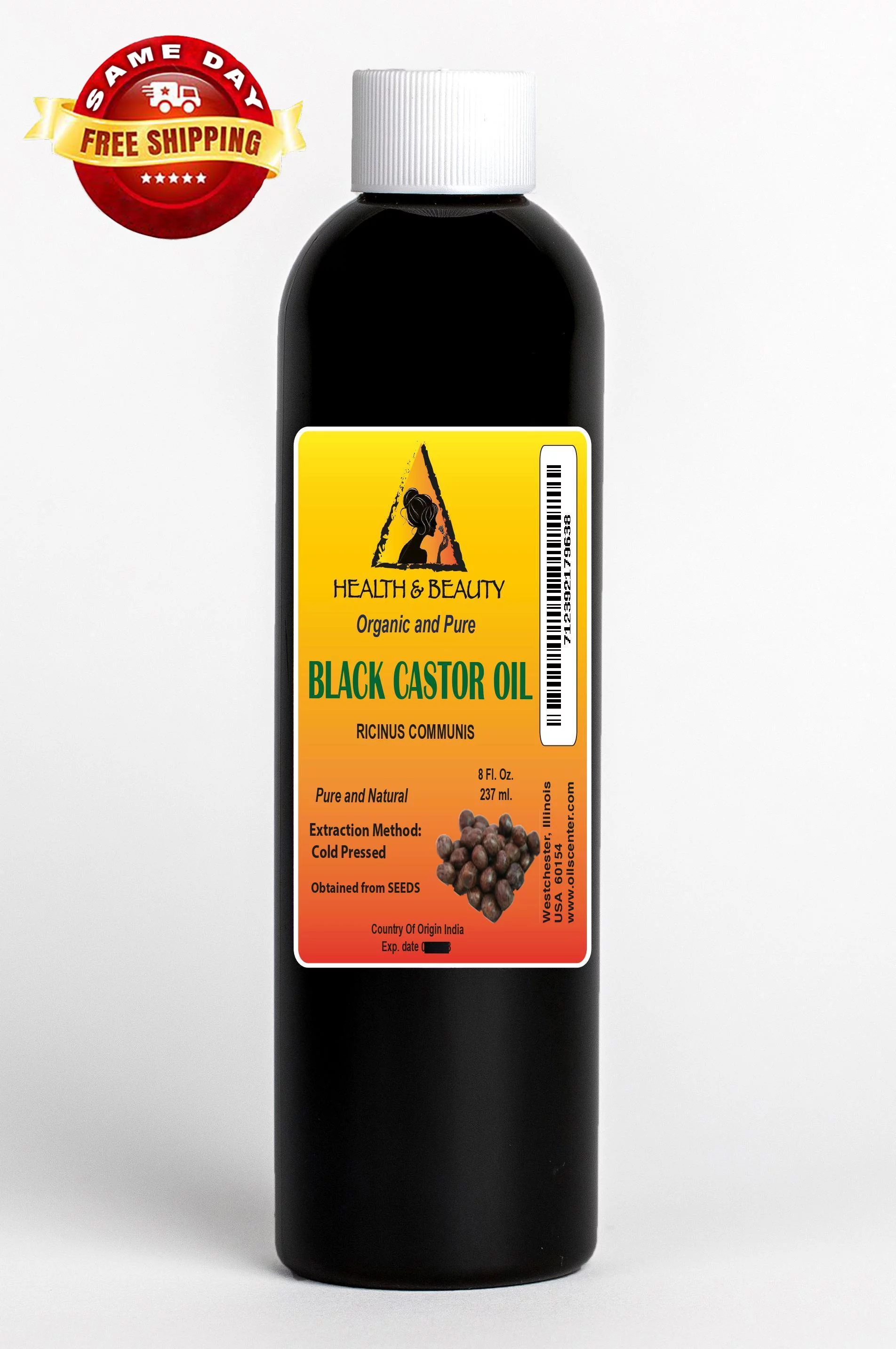 Black Castor Oil Organic USP Grade Hexane Free Cold Pressed Premium Pure 8 oz