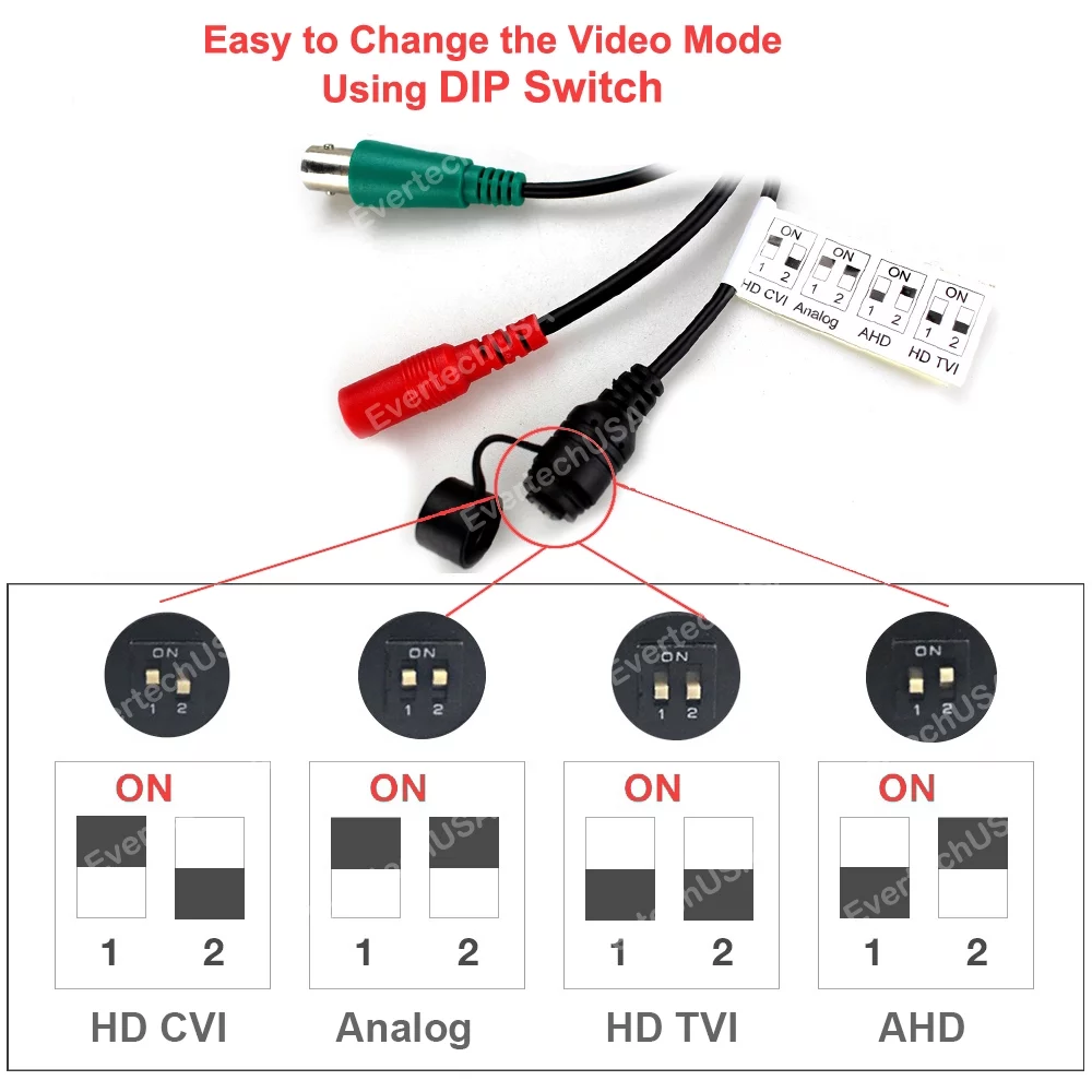 Evertech 8 pcs 1080P HD TVI AHD CVI Day Night Vision CCTV Security Camera w/ Power Supply