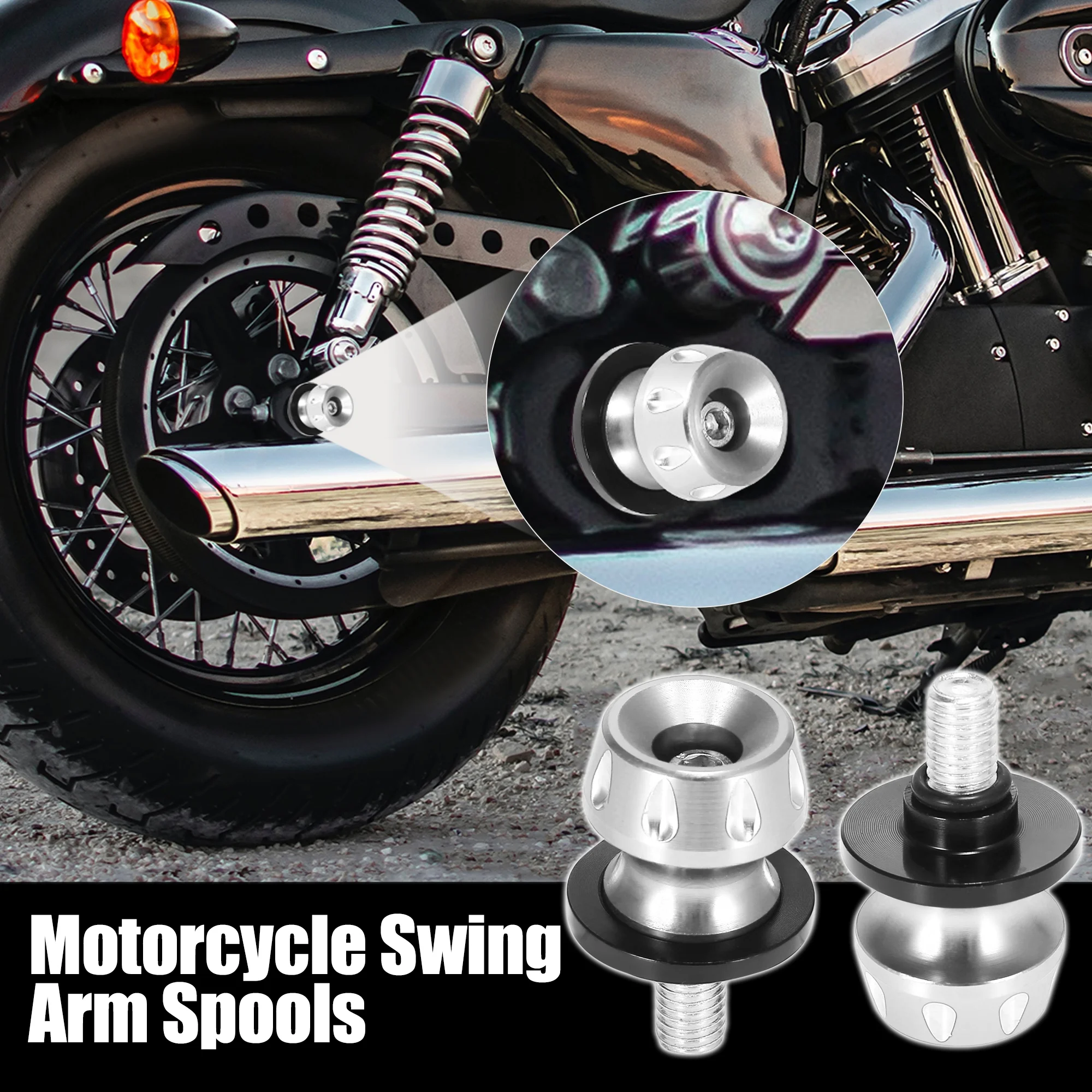 2pcs M10x1.5 Silver Tone Aluminum Alloy Motorbike Swing Arm Spools Sliders Stand for Kawasaki