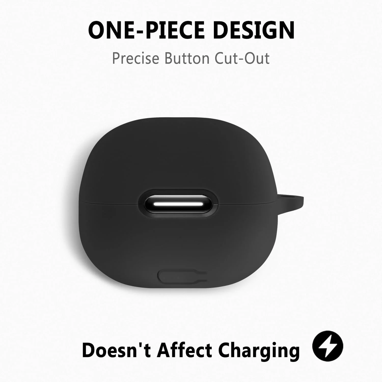 Geiomoo Silicone Case for Anker Soundcore Liberty 4 NC, Protective Cover with Carabiner (Black)