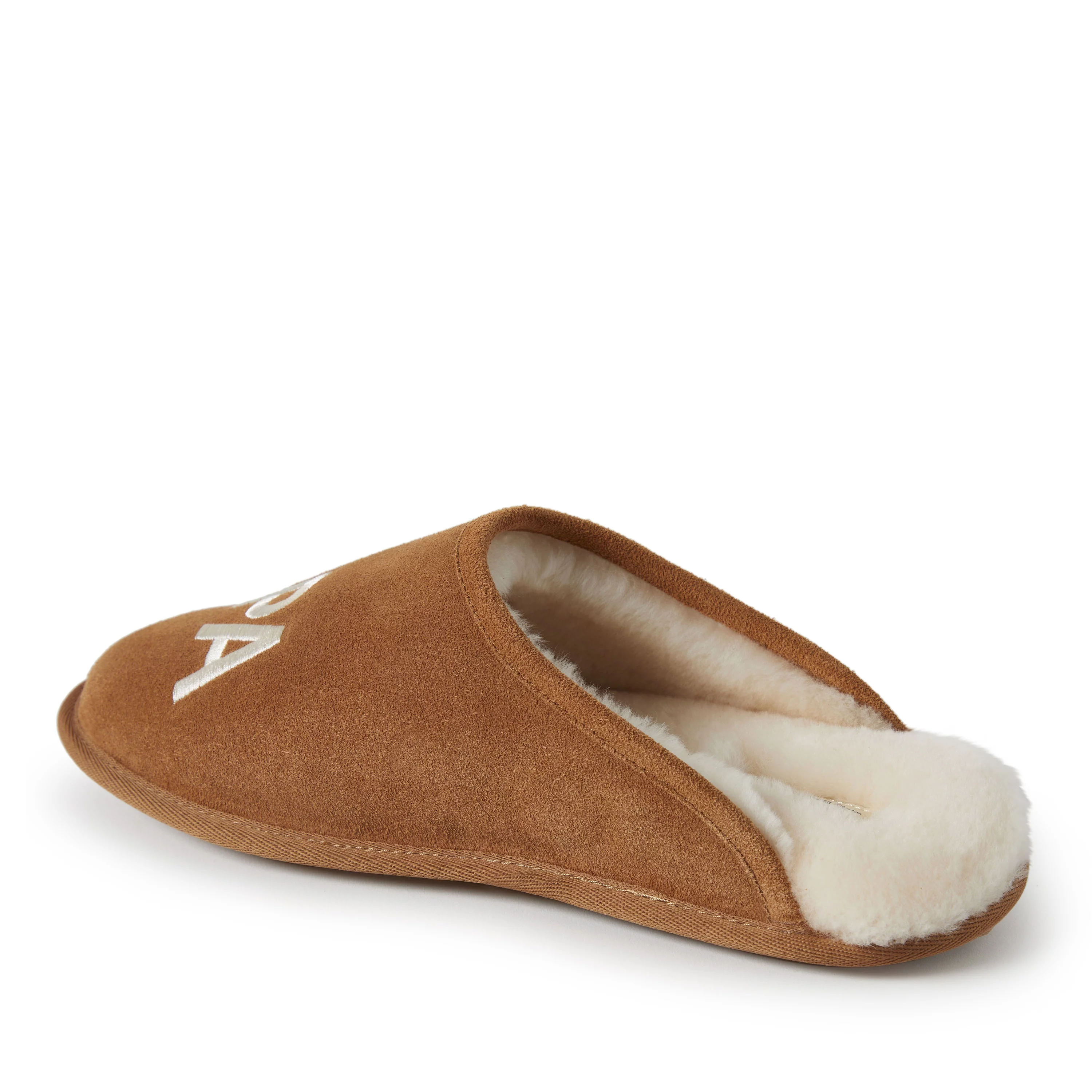 Fireside by Dearfoams Men's Papa Bear Genuine Shearling Scuff Slippers