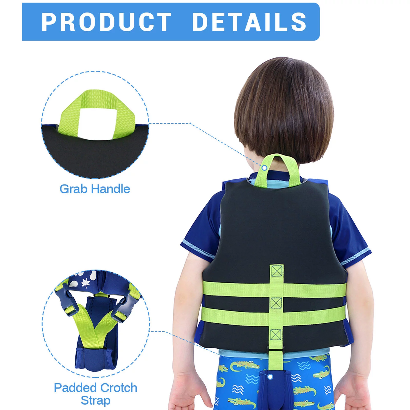 Kids Swim Vest Life Jacket - Boys Girls Float Swimsuit Buoyancy Swimwear 30 to 50 lbs, Blue