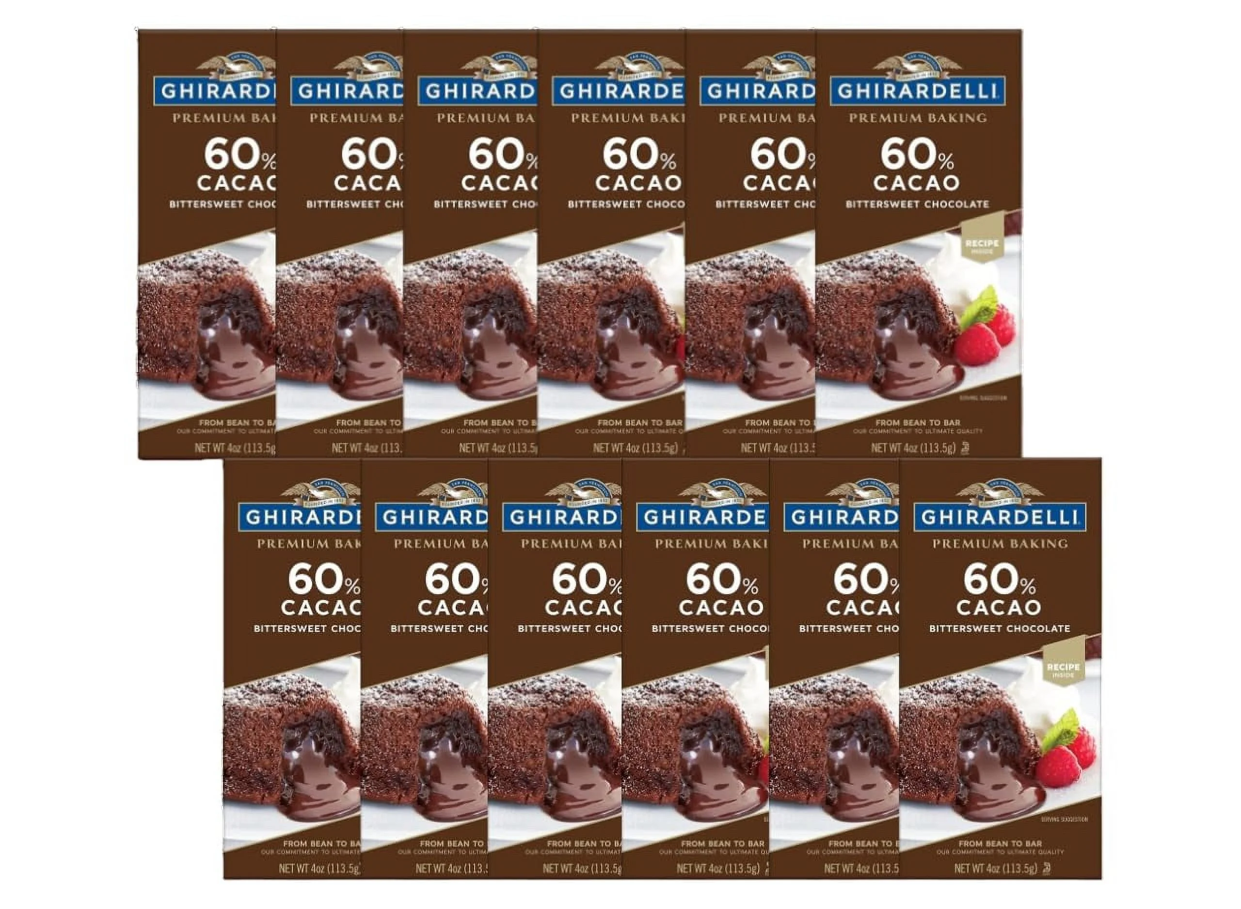 Ghirardelli 60% Cacao Premium Bittersweet Chocolate Baking Bar, 4 OZ (Pack Of 12)