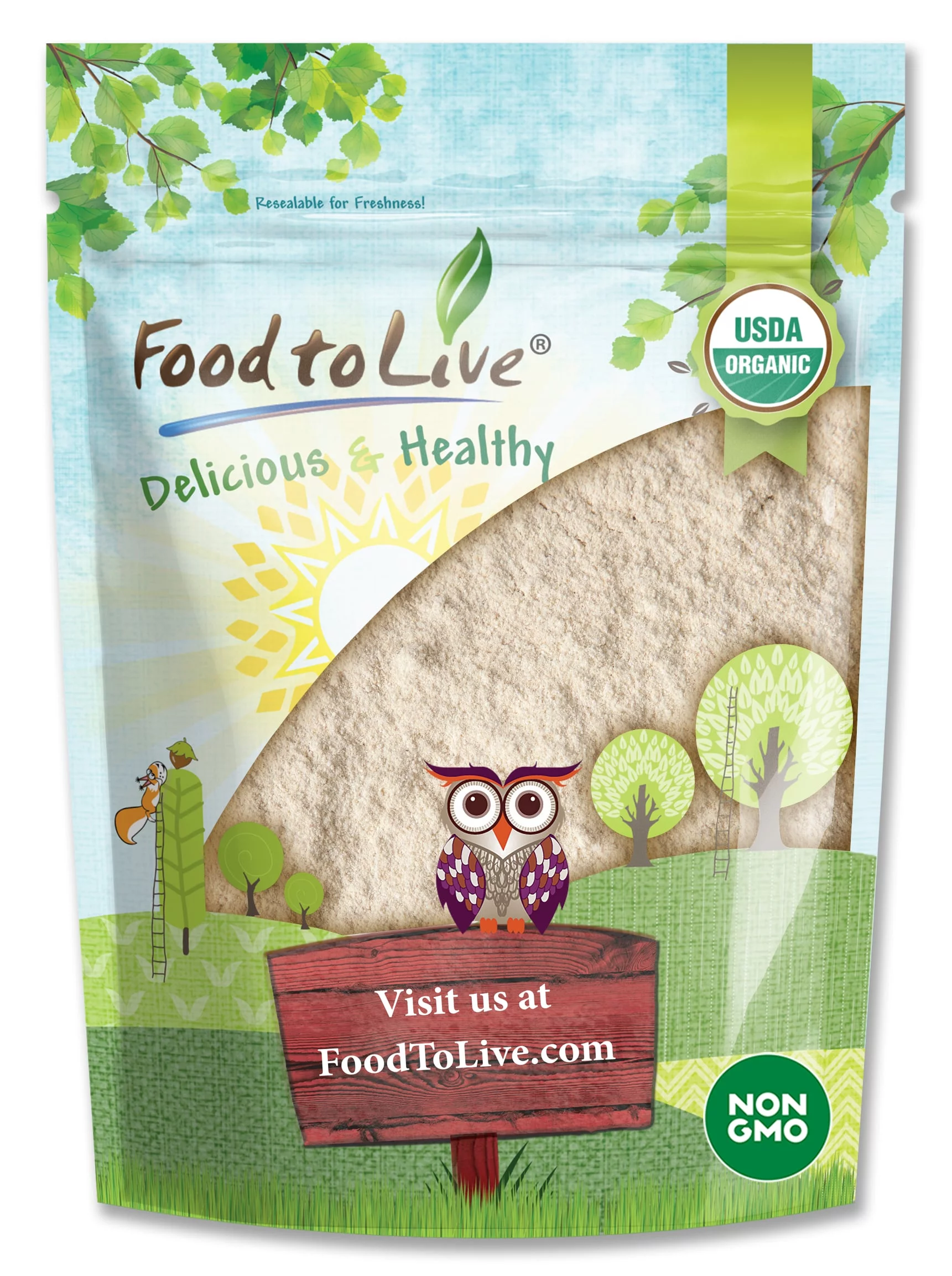 Organic White Quinoa Flour, 1 Pound — Non-GMO, Kosher, Raw, Vegan — by Food to Live