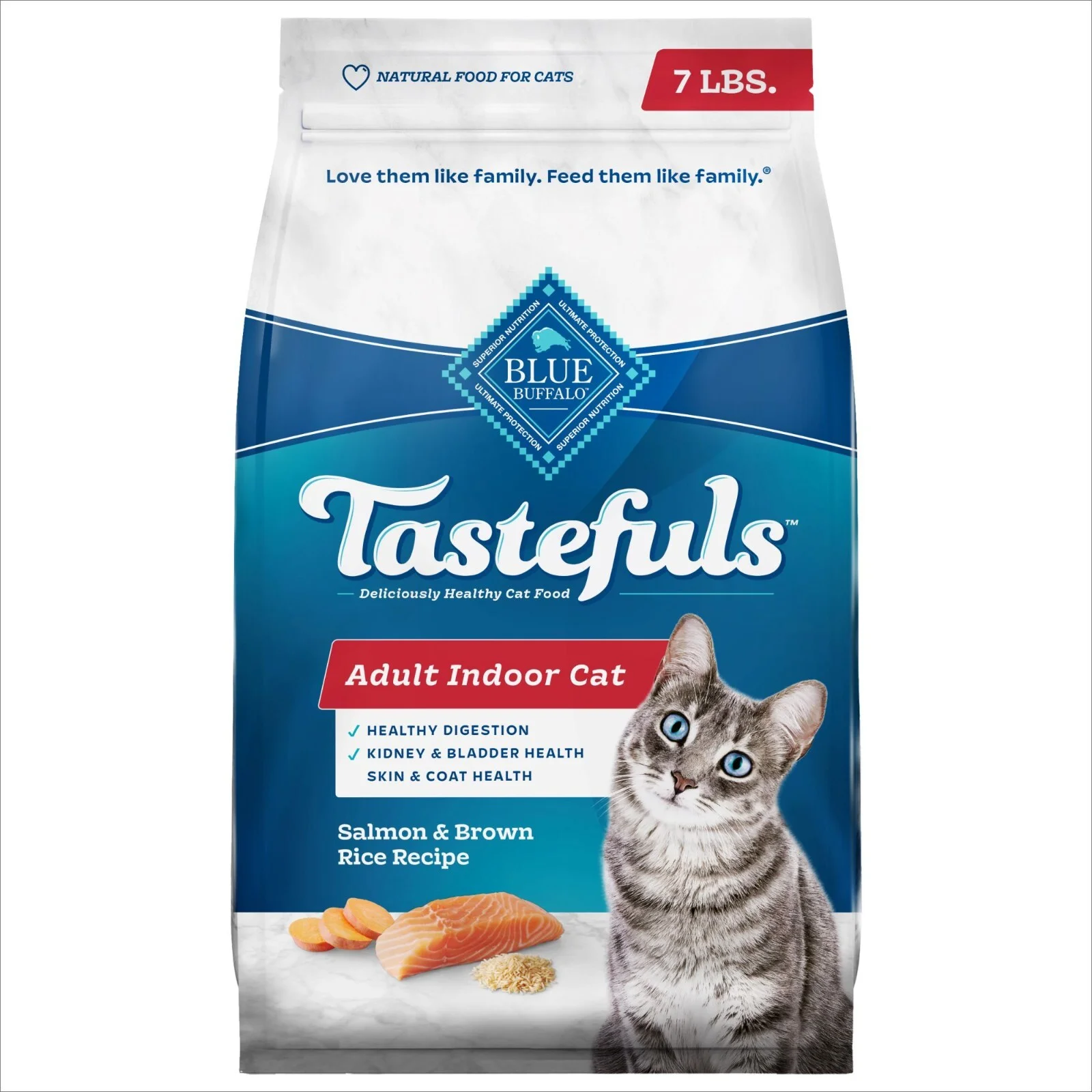 Blue Buffalo Tastefuls Adult Dry Cat Food for Indoor Cats, Salmon Recipe, 7-lb. Bag