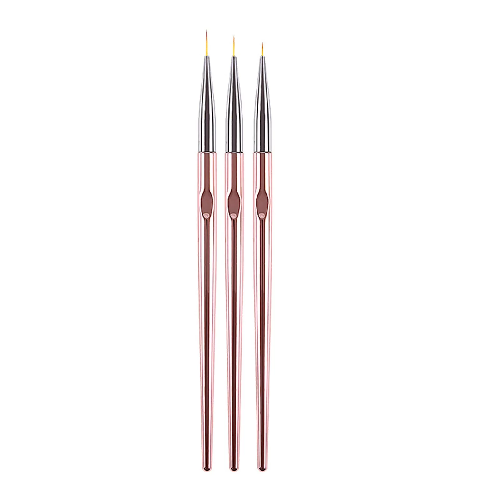 Rose Gold Nail Art Line Painting Brushes Metal Handle Thin Liner Drawing Pen Nail Painting Guider