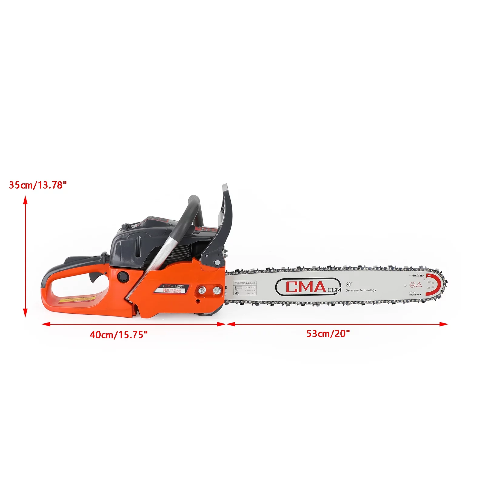 TOPTENG Gas Cordless Chainsaw 20 inch, 2-Cycle Gasoline Powered Chain Saw, 68CC Handheld Cordless Chainsaw, Automatic Chain Oiler, Garden Tool for Cutting Wood Trees