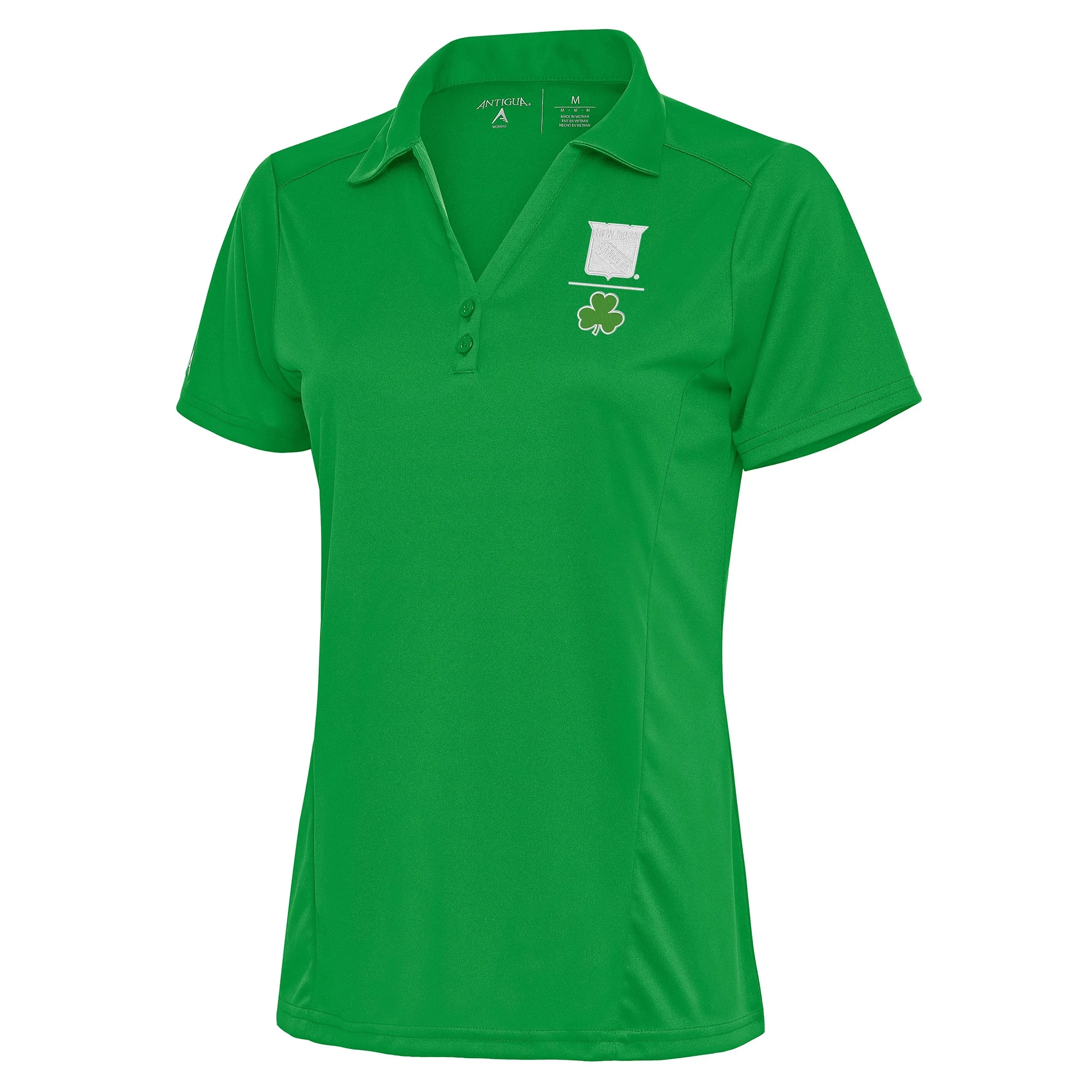 Women's Antigua  Kelly Green New York Rangers Shamrock Tribute Polo