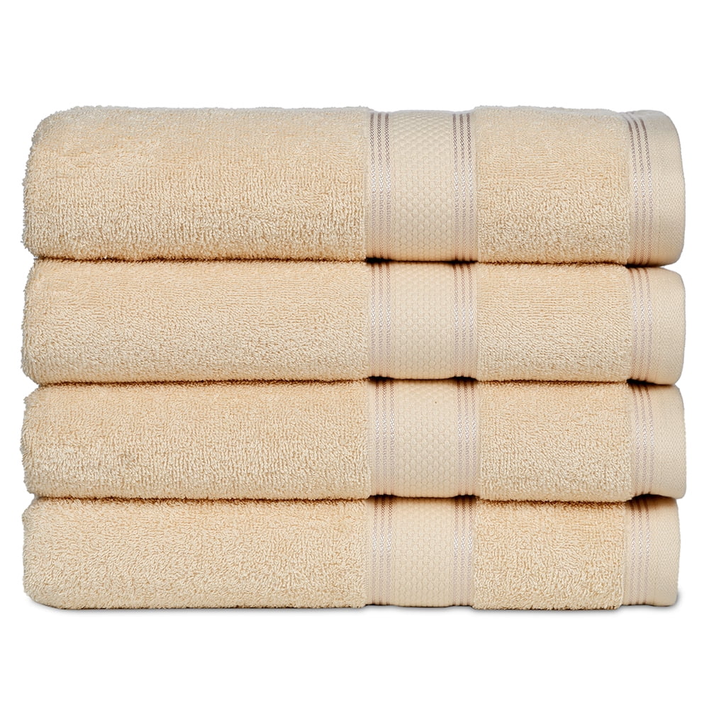 Casa Lino 400 GSM 4 Pack Bath Towels (27x54), 100% Cotton, Lightweight & Highly Absorbent, Linen
