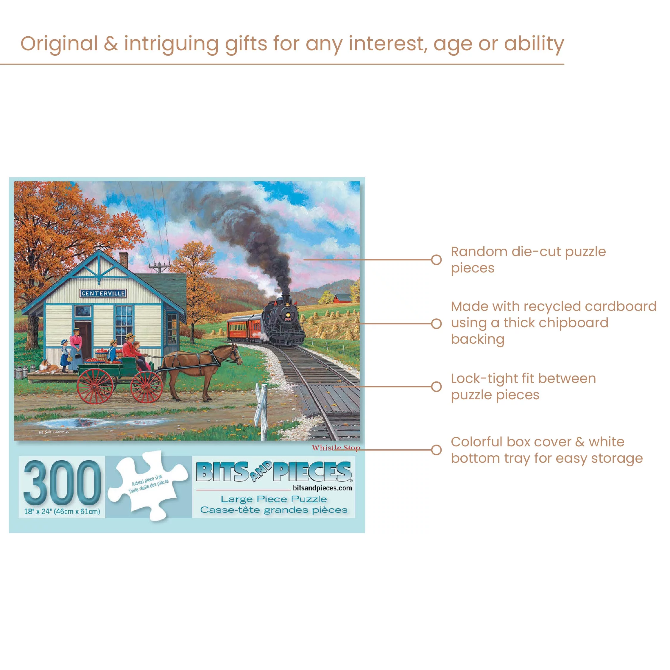 Bits and Pieces Bits And Pieces - Value Set Of Three (3) 300 Piece Jigsaw Puzzles For Adults - Each Puzzle Measures 18