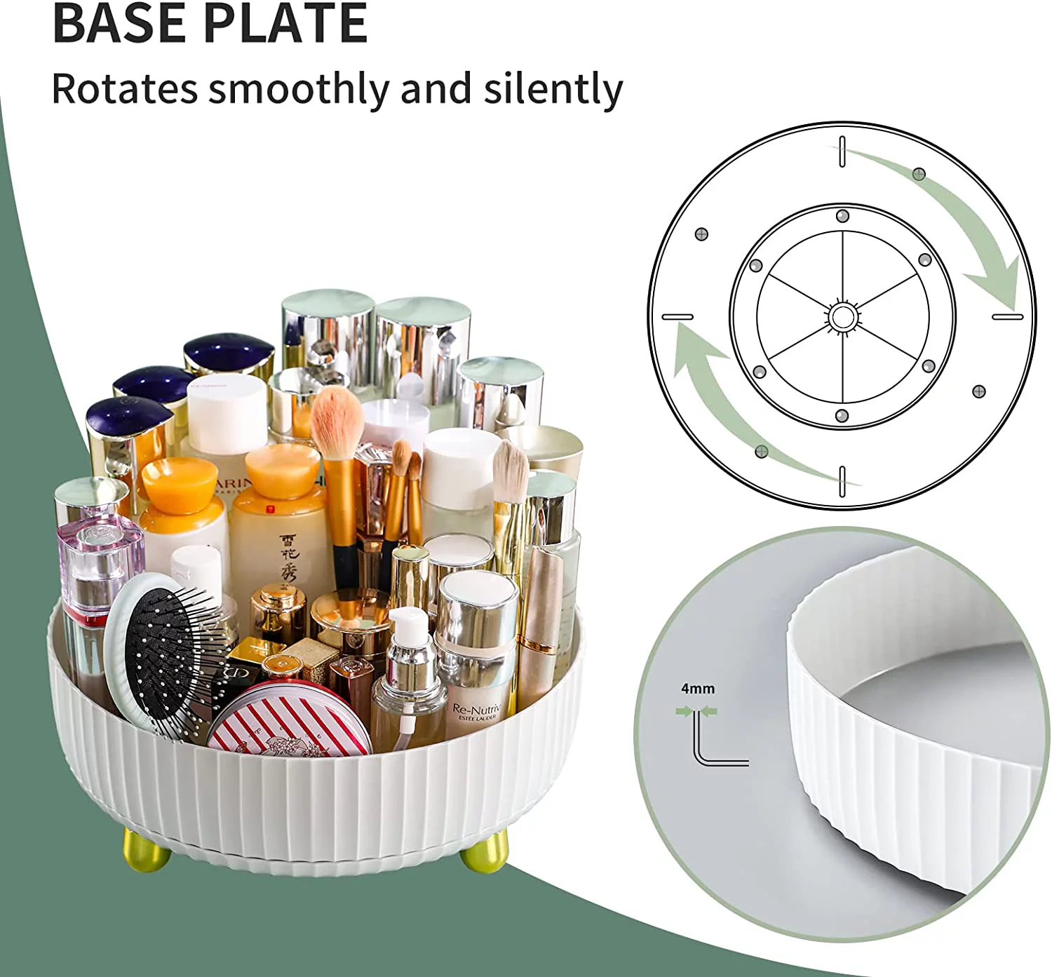 Makeup Perfume Organizer, 360 Degree Rotating Lazy Susan Cosmetic Desk Storage Lotions Display Case Round Gift Tray with Large Capacity , for your Jewelry