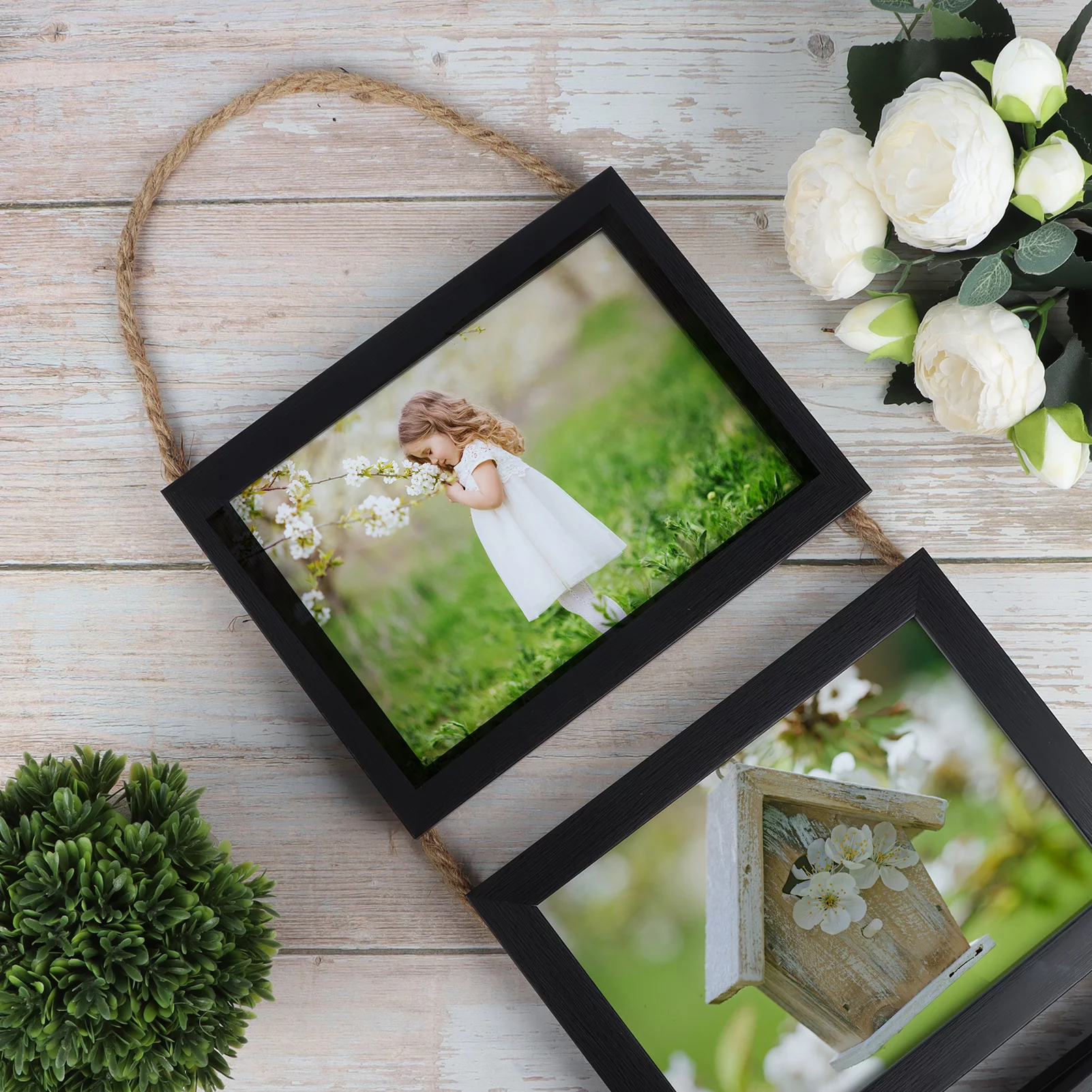 5x7 Picture Frame Collage Wall Hanging Photo Frames, Black, Set of 2