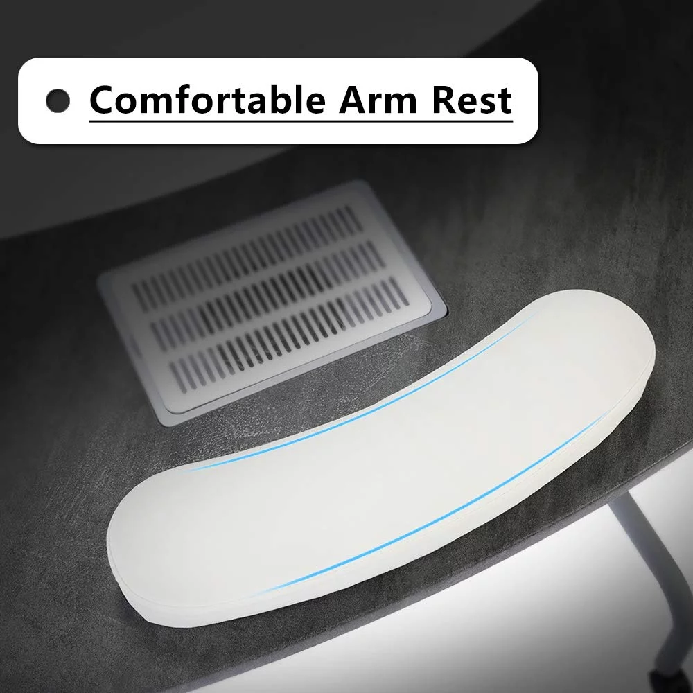 LUCKUP Portable Manicure Table Foldable Nail Desk with Dust Collector Professional Nail Tech Table for Technician Spa Salon Workstation, Client Wrist Pad Carry Bag 4 Lockable Wheels, 36-inch, Black