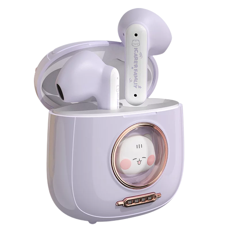 Tws Cartoon Bluetooth 5.1 Earphones Cute Half In Ear Wireless Headphones Smart Touch HD Sound Quality Earbuds Long Battery Life