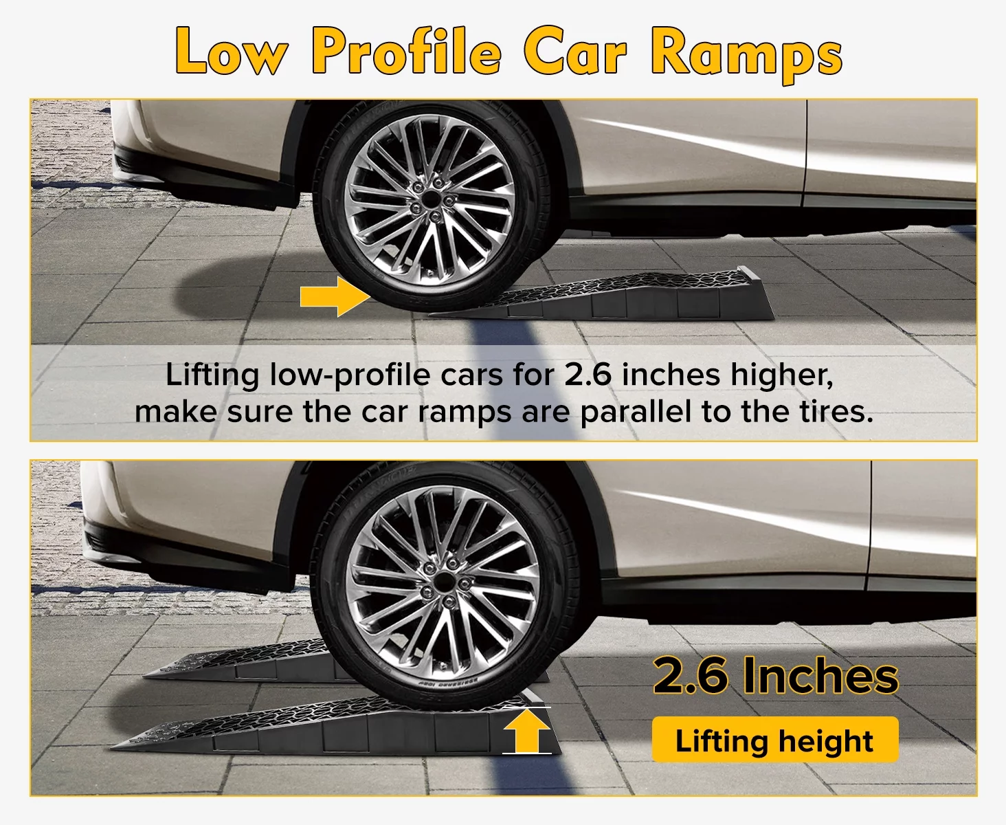 Donext Ramps Low Profile Plastic Car Service Ramps 3 Ton Truck Vehicle - 2 Pack