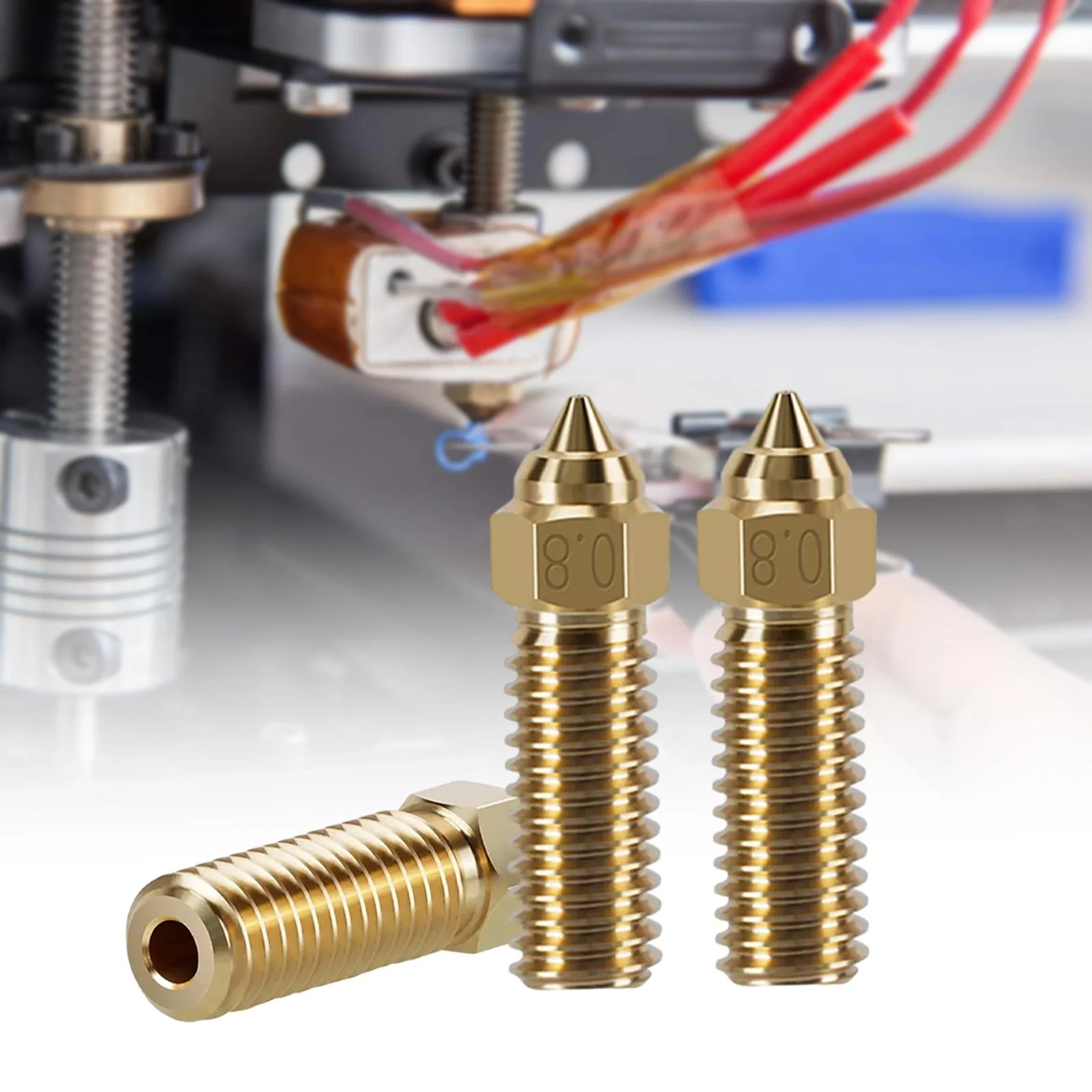Rushawy 6x3Pcs 3D Printer Nozzles High Flow Easy Installation Replacement Parts for K1 0.8mm