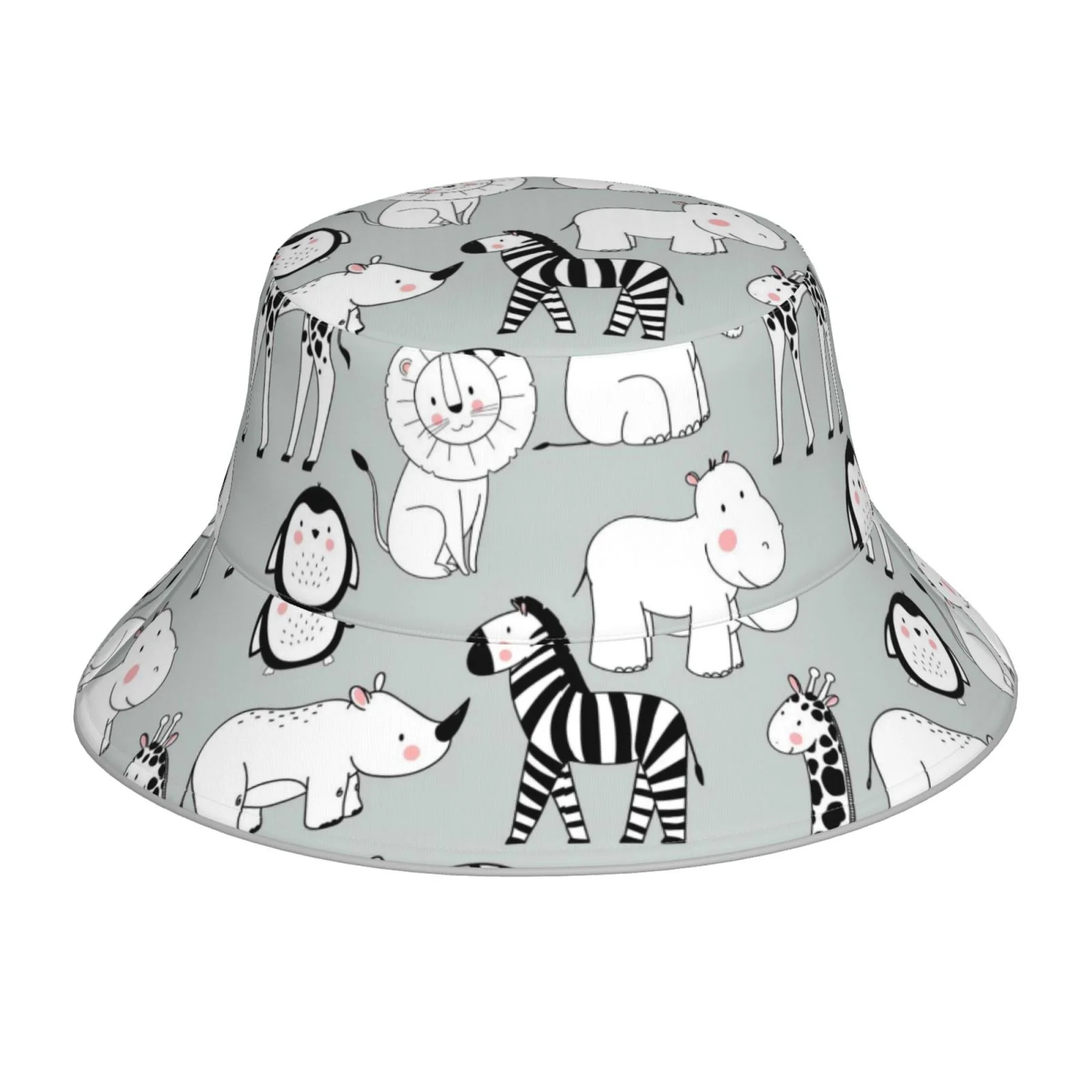 Easygdp African Animals Double-Sided Reflective Fisherman Hat for Outdoor and Night Walking, Unisex