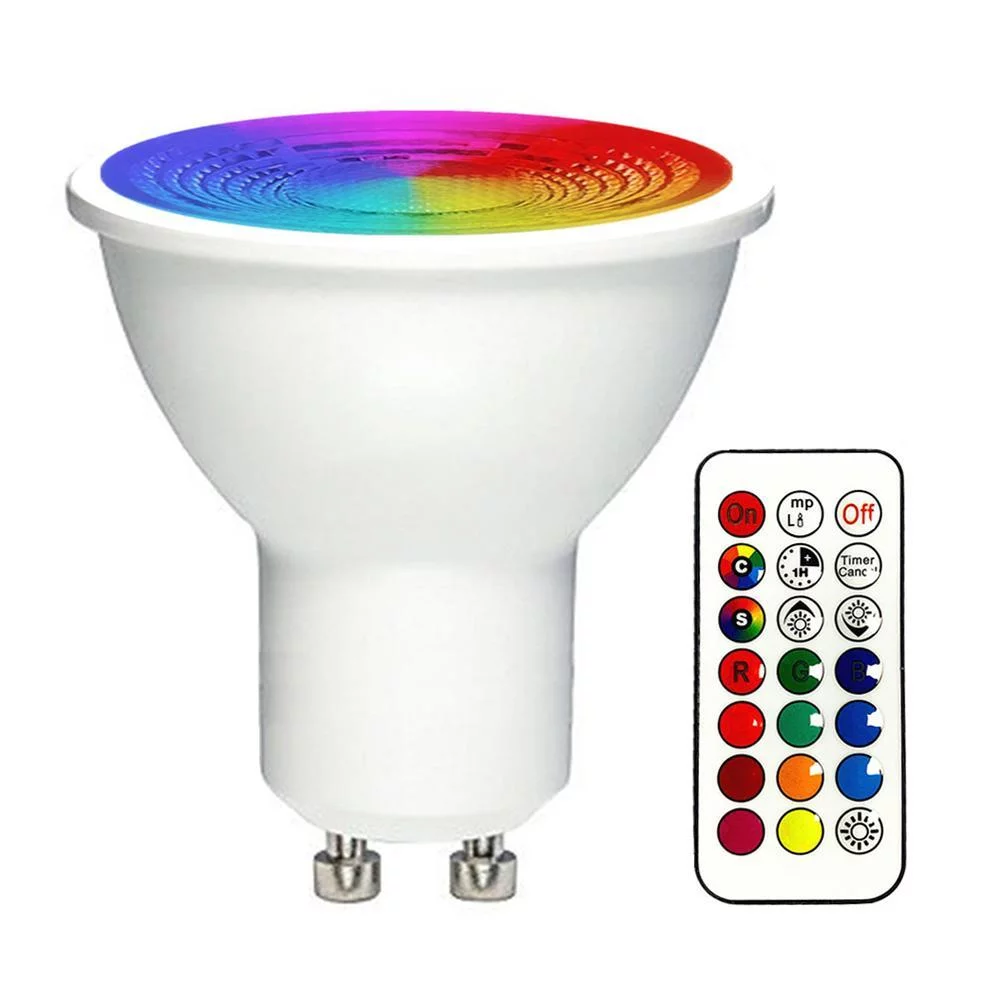 RGBW GU10 LED Color Changing Spot Light 2 Lighting Mode 3W RGB LED Bulb with Remote Control Memory Timer Function for Bar Stage Party