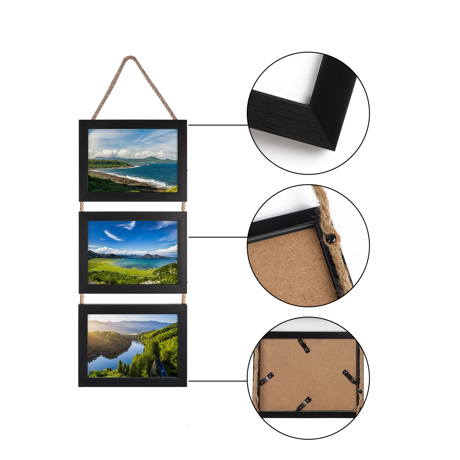 5x7 Picture Frame Collage Wall Hanging Photo Frames, Black, Set of 2