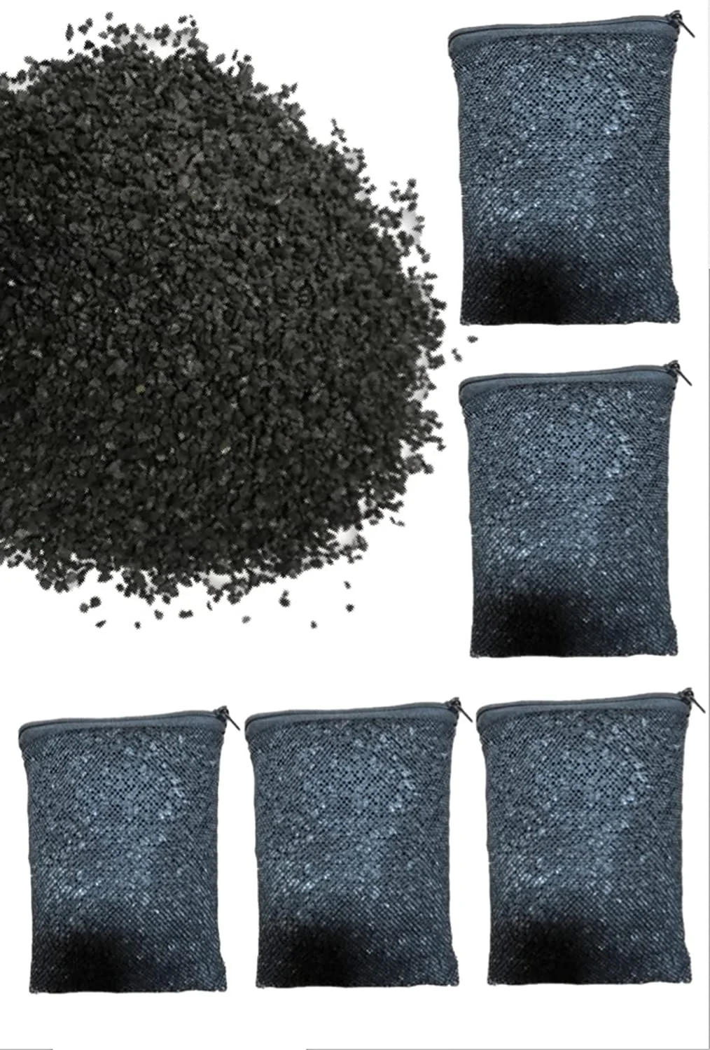 Wave Point 5 lbs Premium Granulated Activated Carbon Charcoal with 5 Filter Media Bags (Free) for Aquarium Fish Tanks Koi Pond Canister Filter Reef Filters and Perfect for eliminating cat litter smell