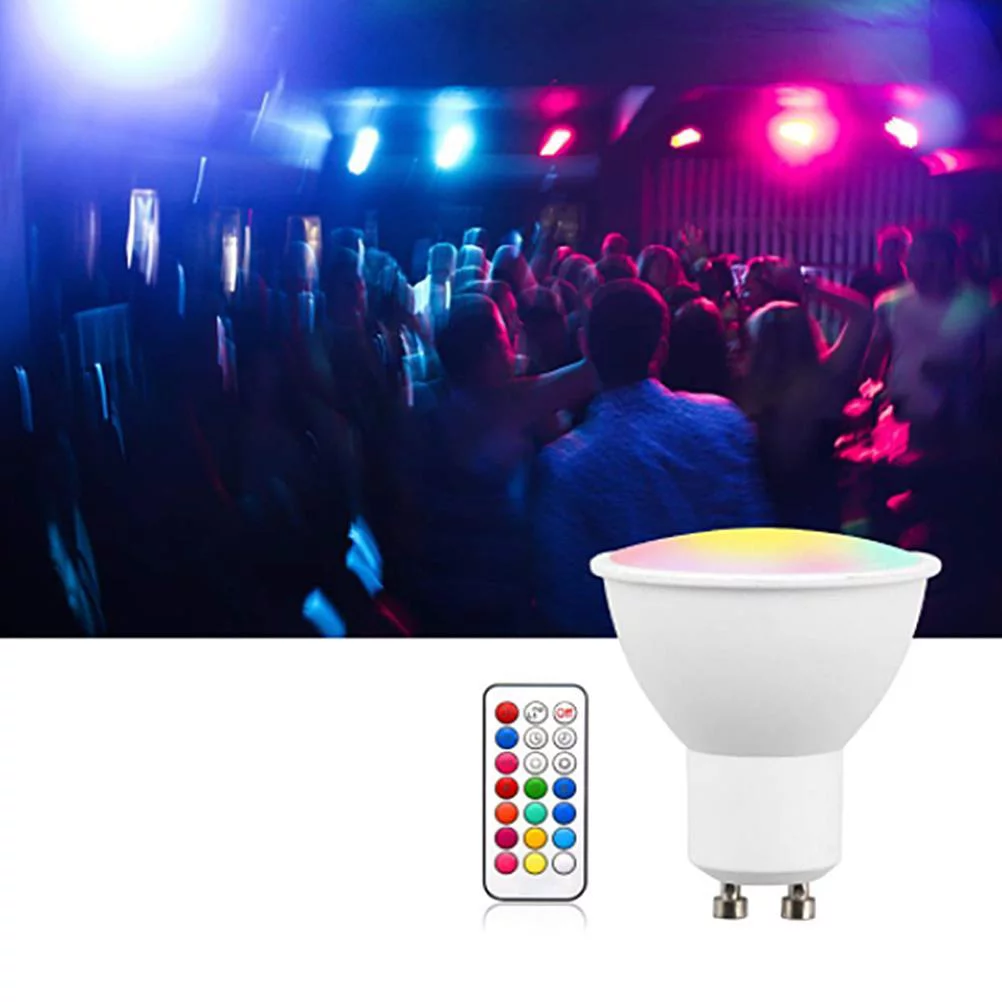 RGBW GU10 LED Color Changing Spot Light 2 Lighting Mode 3W RGB LED Bulb with Remote Control Memory Timer Function for Bar Stage Party