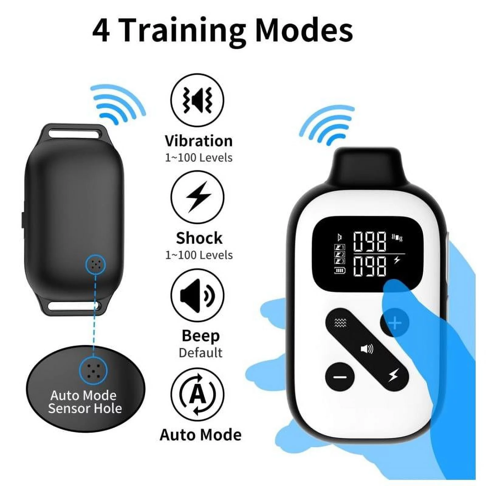 PaiPaitek Dog Training Collar For 2 Dogs,Shock Collar with Remote&Automatic Modes,Bark Collar with Beep,Vibration&Shock Modes