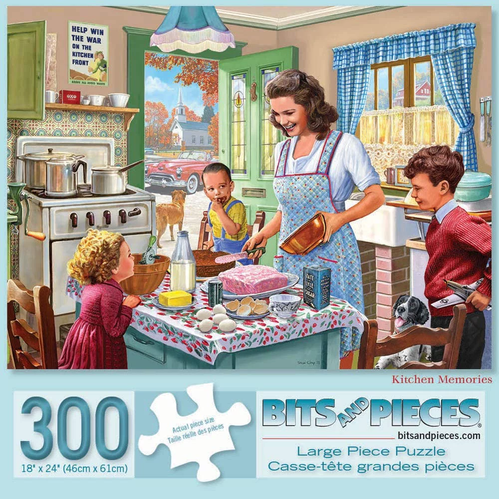 Bits and Pieces - 300 Piece Jigsaw Puzzle for Adults - Kitchen Memories by Artist Steve Crisp - Measures 18