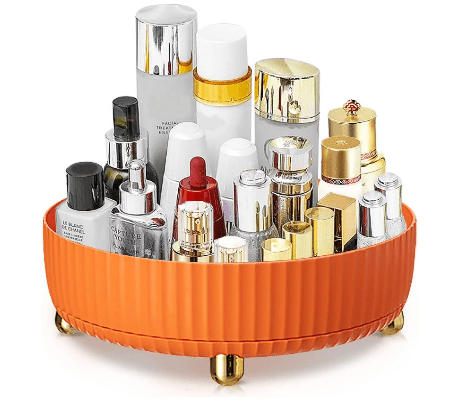 Perfume Organizer, 360Rotating Round Makeup Organizer for Vanity,Bathroom,Kitchen,Orange Modern Lazy Susan Skincare Organizers,Dresser Organizer with Large Capacity for Your Jewelry,Lotions,Perfumes