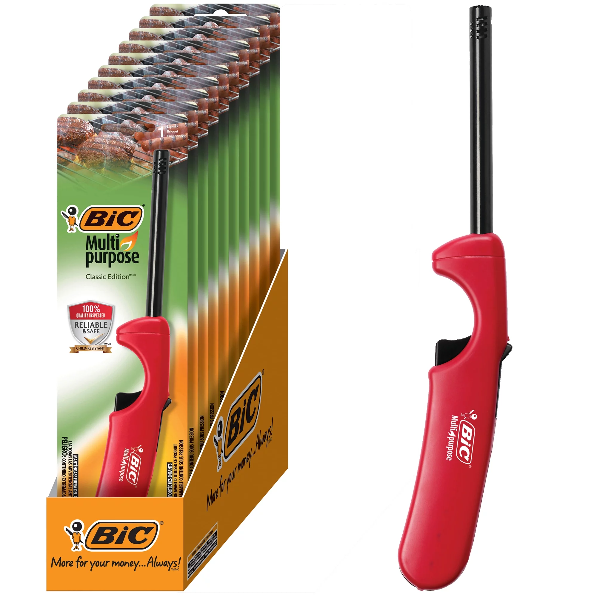 BIC Multi-purpose Classic Edition Lighter, Assorted Handle Colors, 10-Count