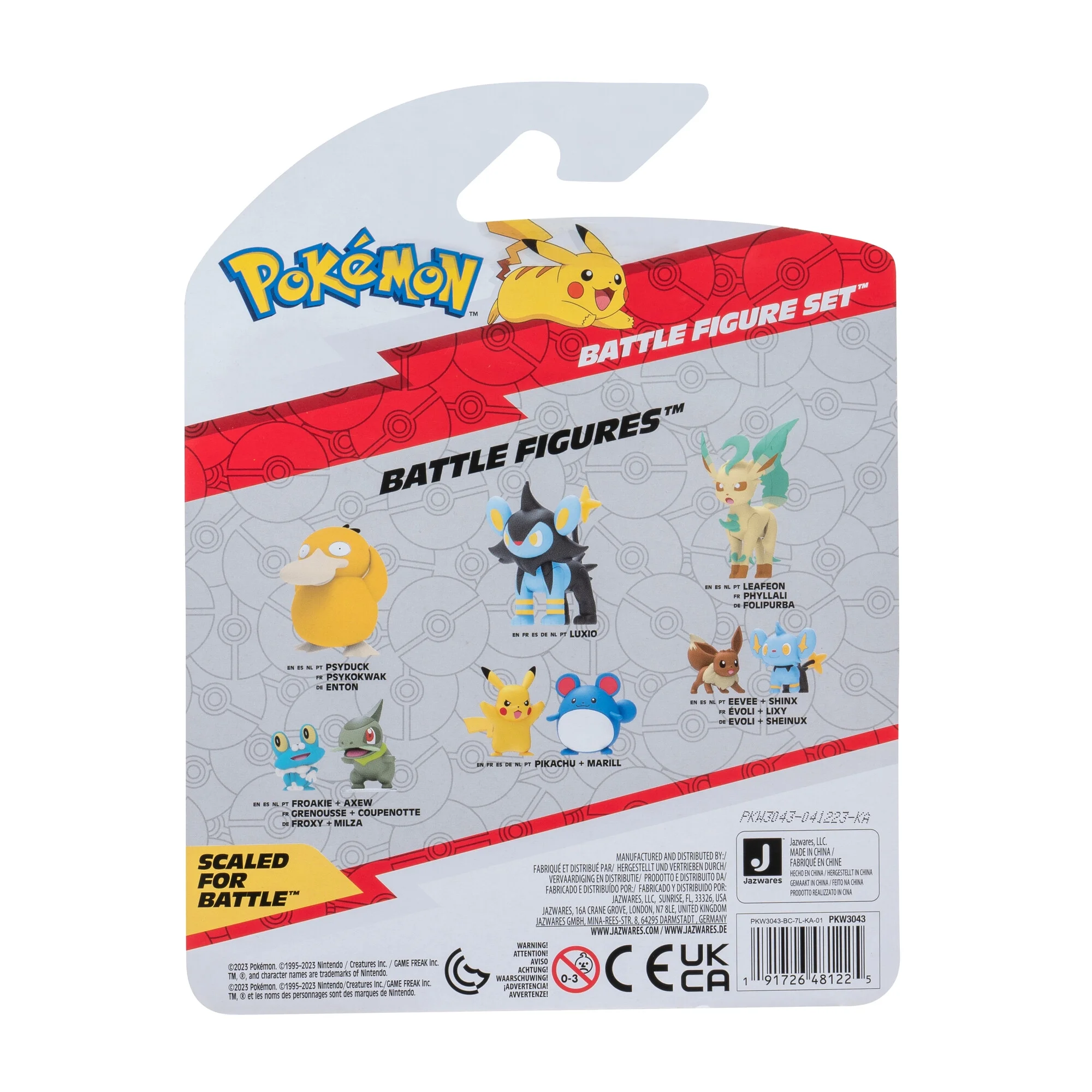 Pokemon Battle Figure 3 Pack - Features 2 inch Axew and Piplup and 3 inch Luxio