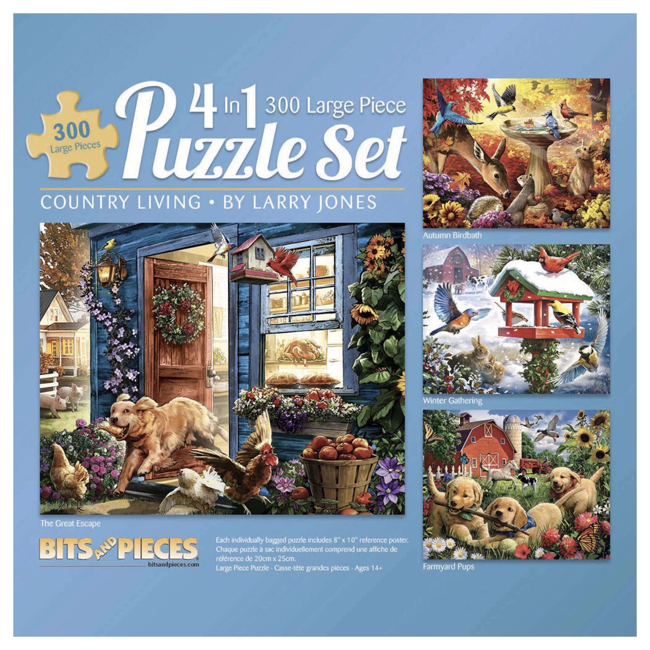 Bits and Pieces - 4-In-1 Multi-Pack Country Living 300 Piece Jigsaw Puzzles for Adults - Each Puzzle Measures 16 